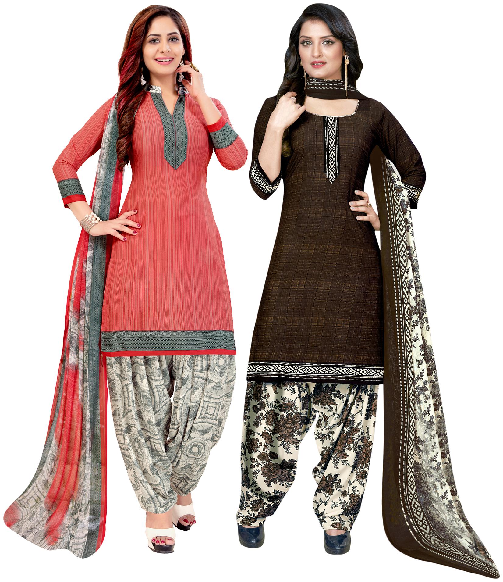 

Rajnandini Pink Brown Unstitched Kurta with bottom dupatta With dupatta Dress Material