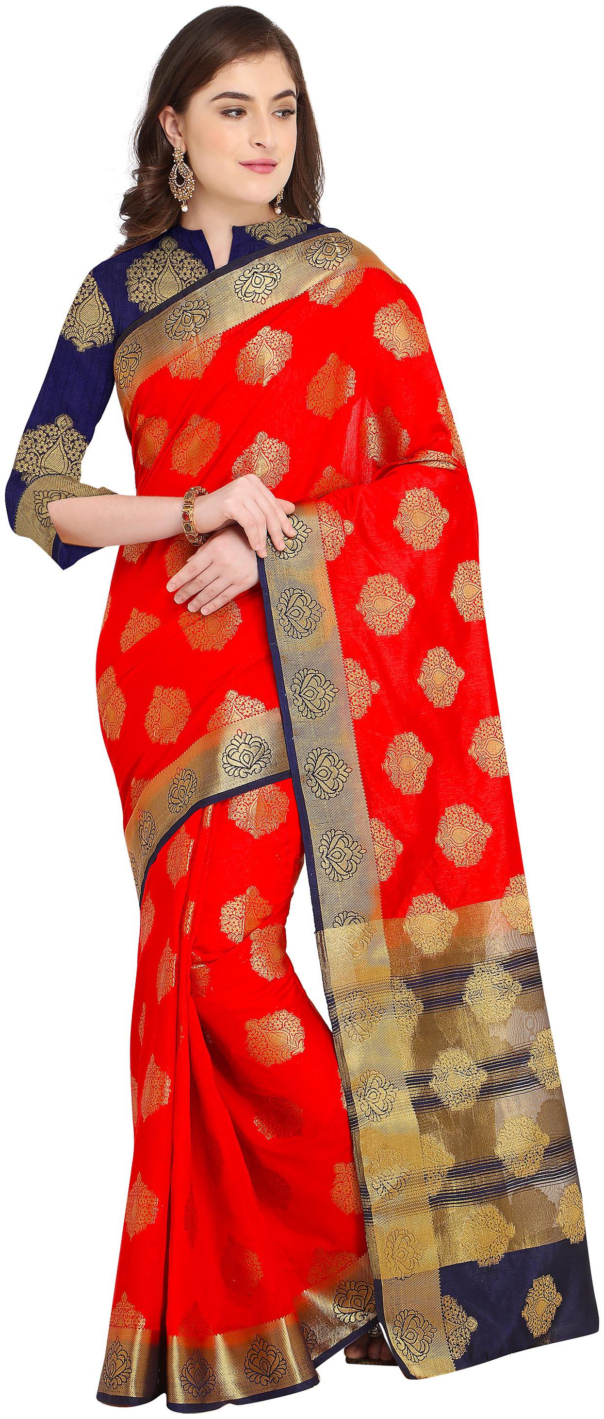 

Rajnandini Red Silk Kanjivaram Zari Weaving Work Saree