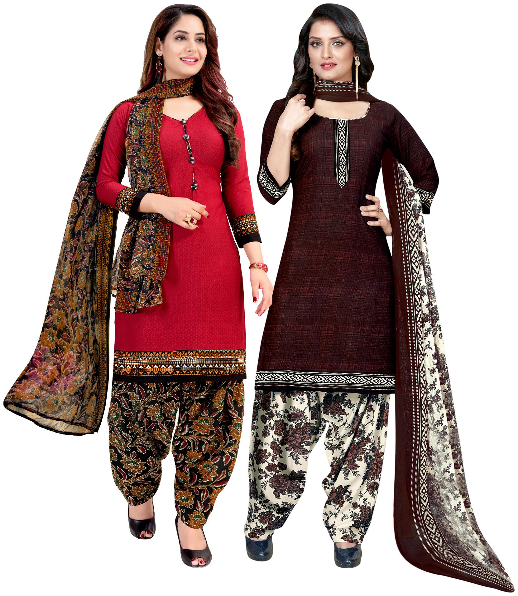 

Rajnandini Red And Wine Crepe Printed Unstitched Dress Material(Combo Of 2)