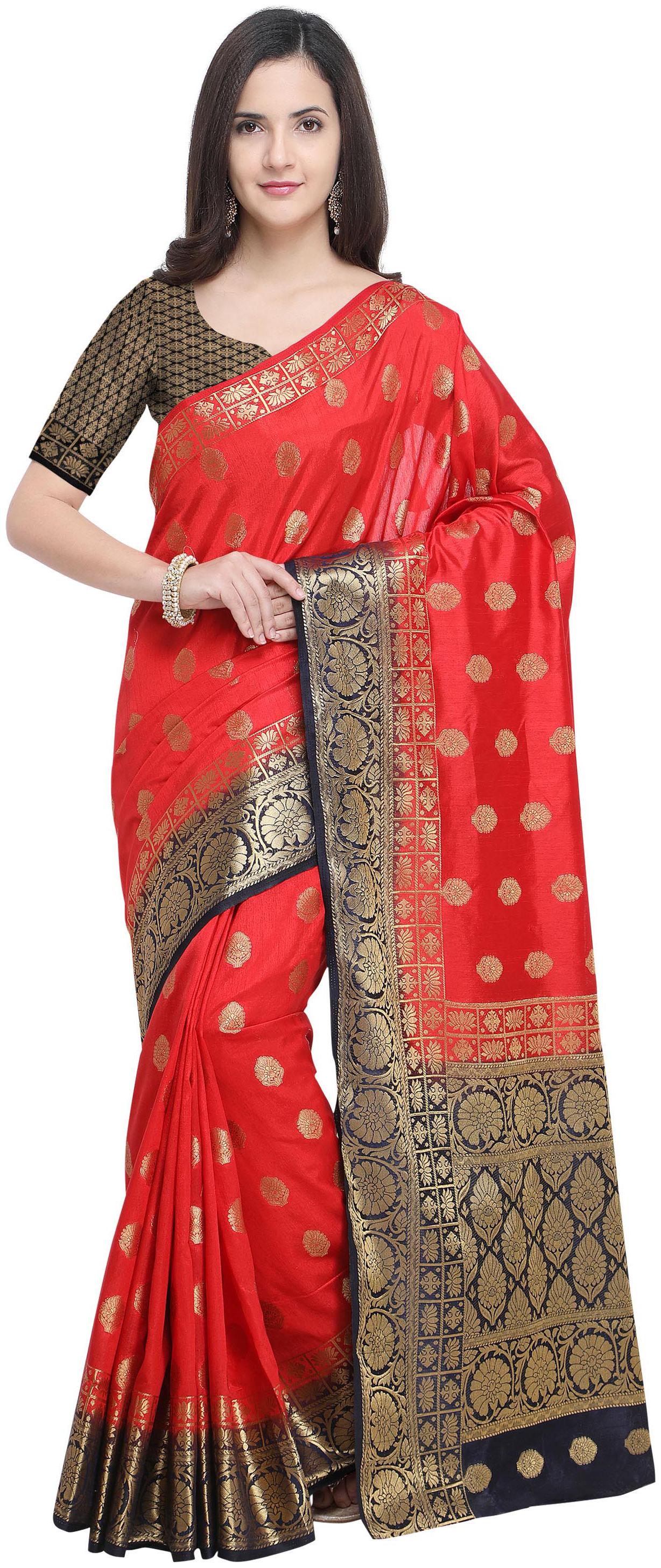 

Rajnandini Silk Festive Designer Saree With Blouse - Red