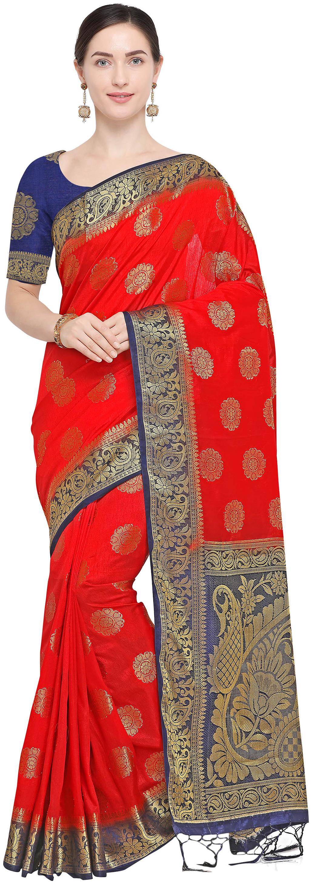 

Rajnandini Silk Festive Designer Saree With Blouse - Red