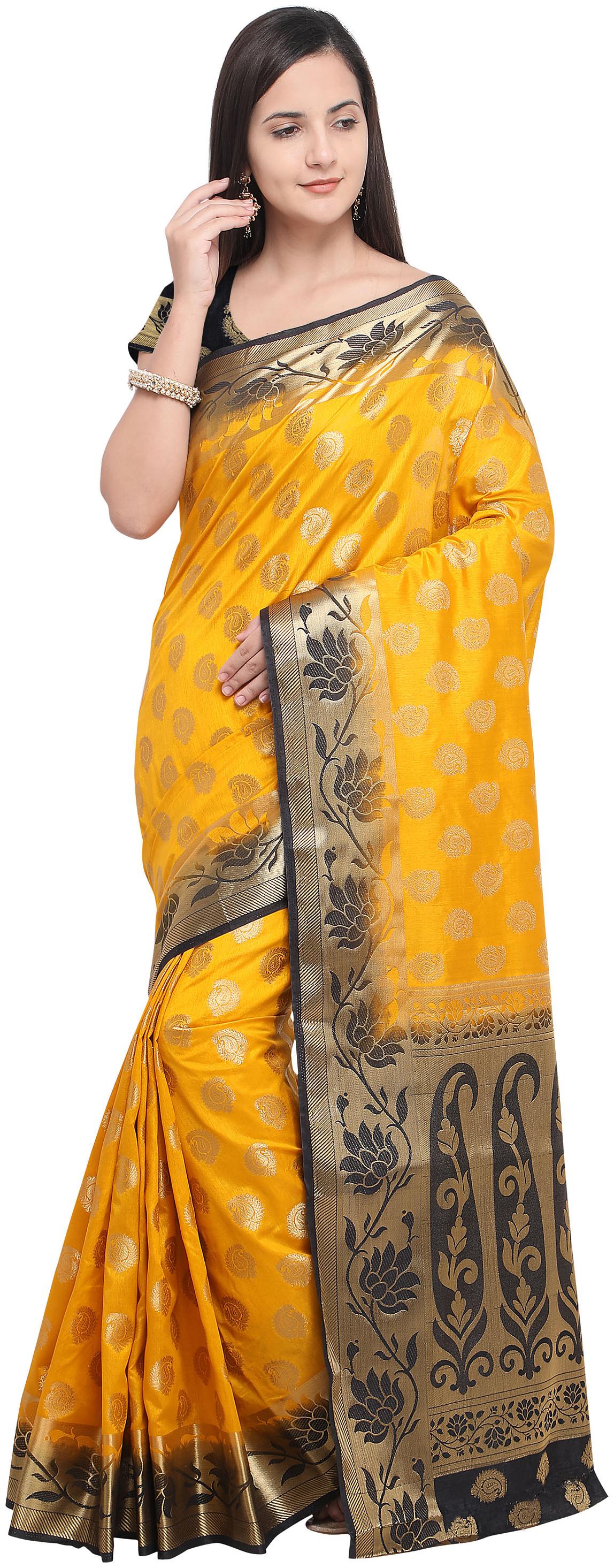 

Rajnandini Silk Festive Designer Saree With Blouse - Mustard