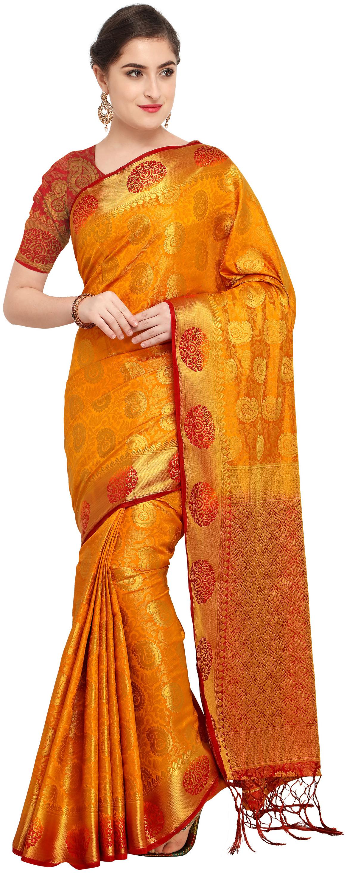 

Rajnandini Silk Party Universal Designer Saree Orange