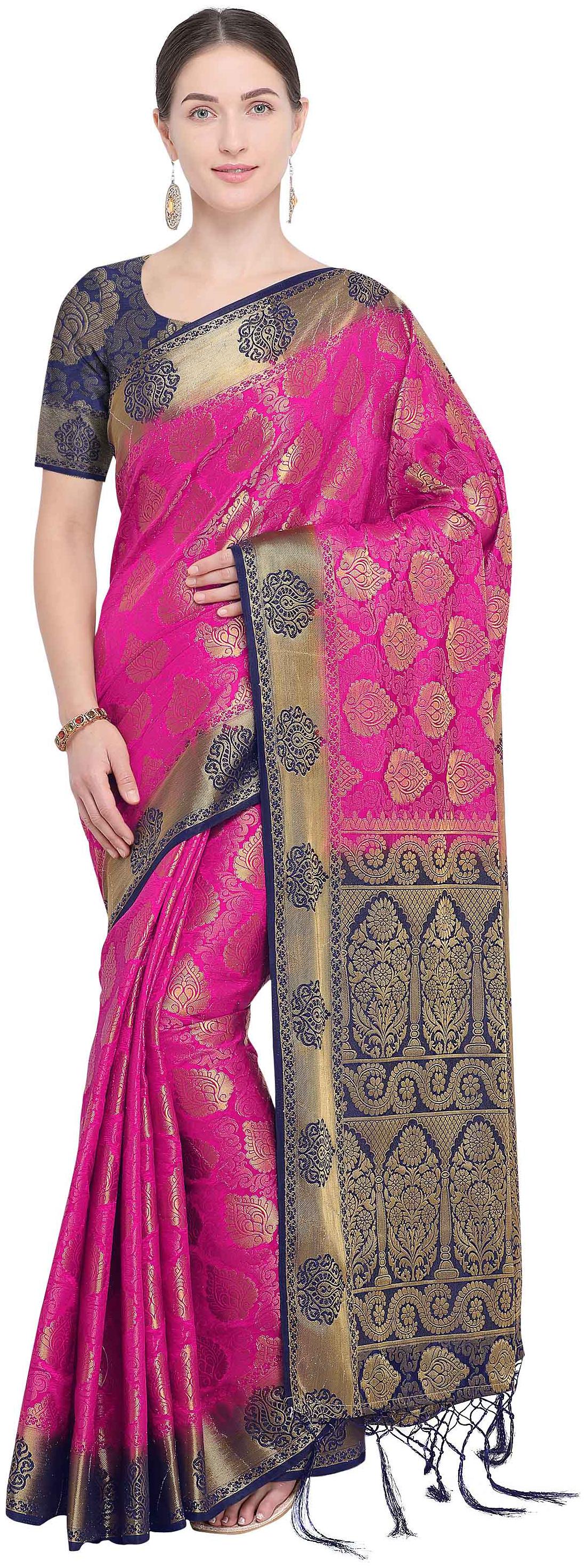 

Rajnandini Silk Festive Designer Saree With Blouse - Pink