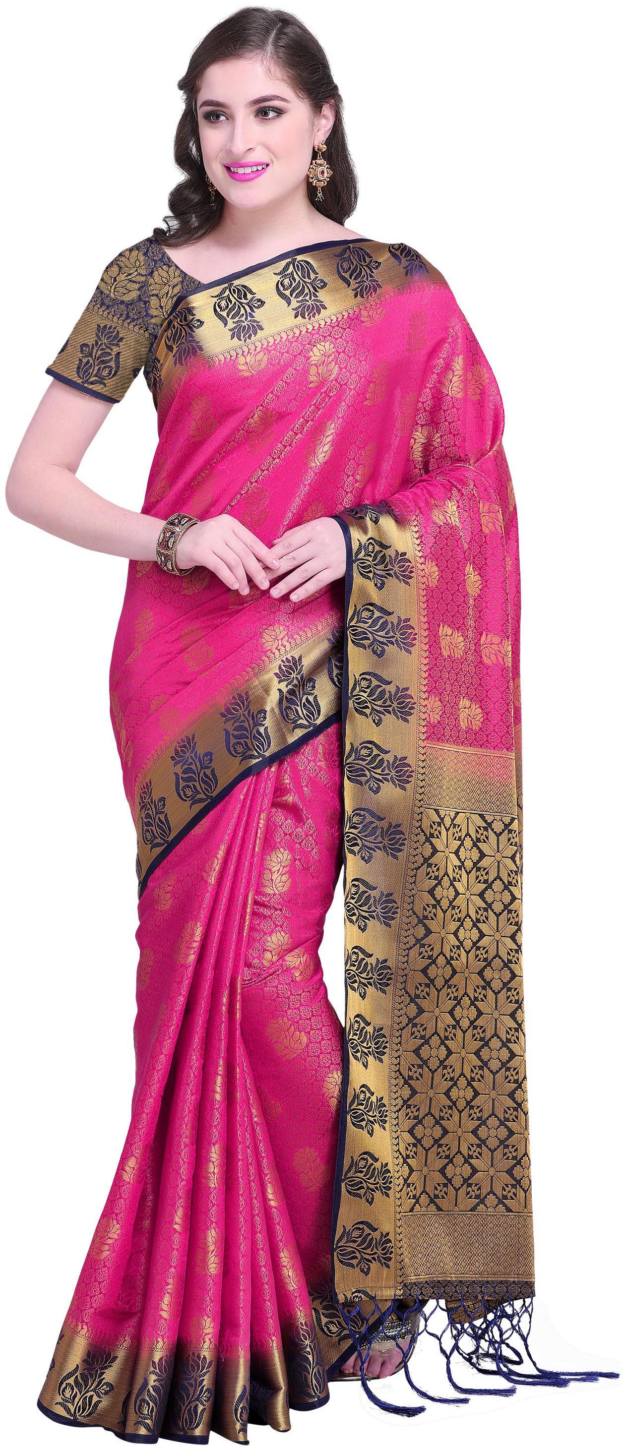 

Rajnandini Silk Festive Designer Saree With Blouse - Pink