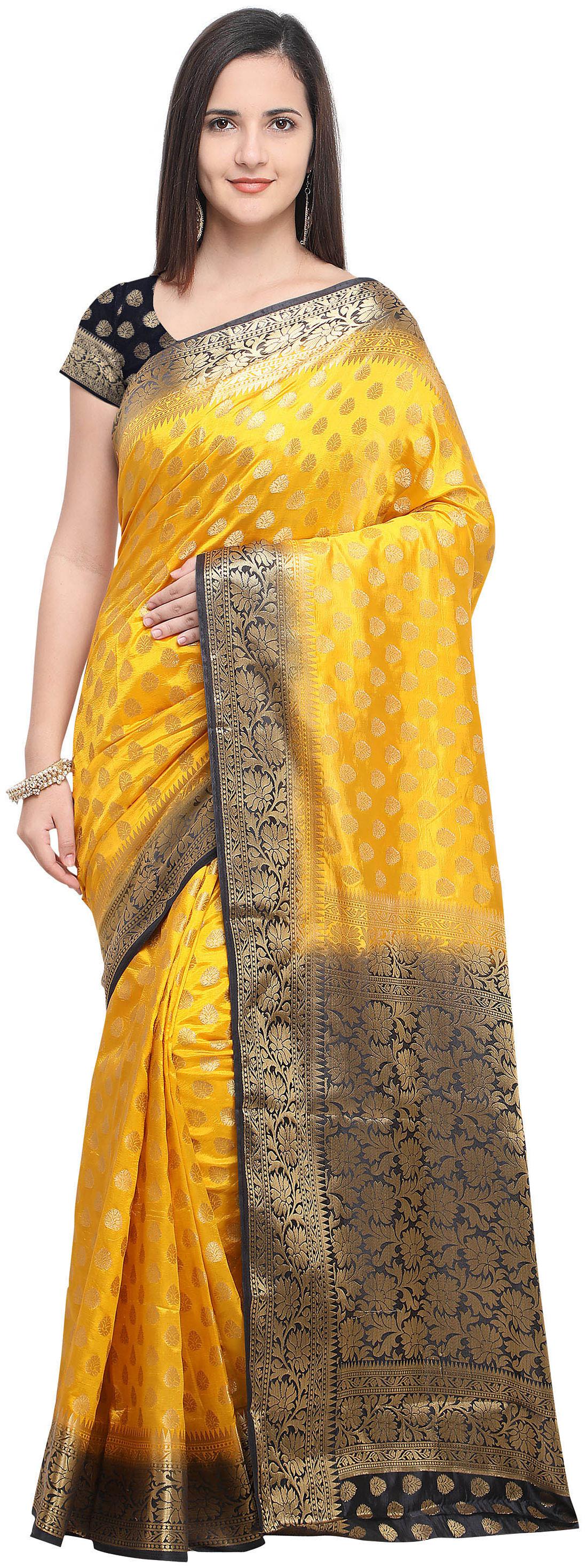 

Rajnandini Silk Festive Designer Saree With Blouse - Mustard
