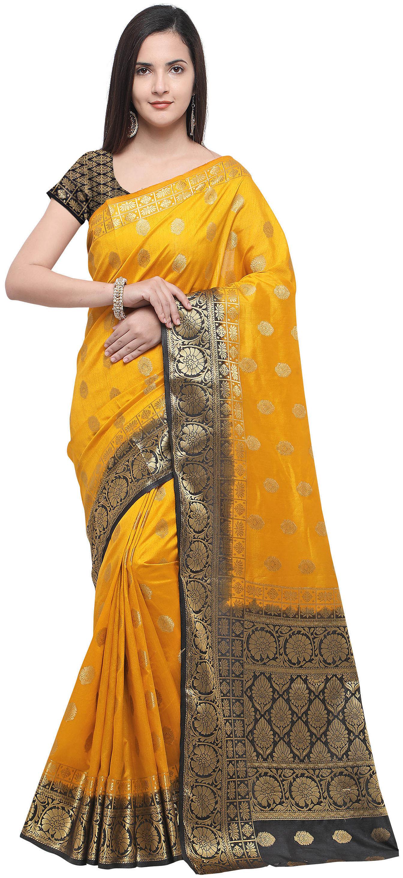 

Rajnandini Silk Festive Designer Saree With Blouse - Mustard