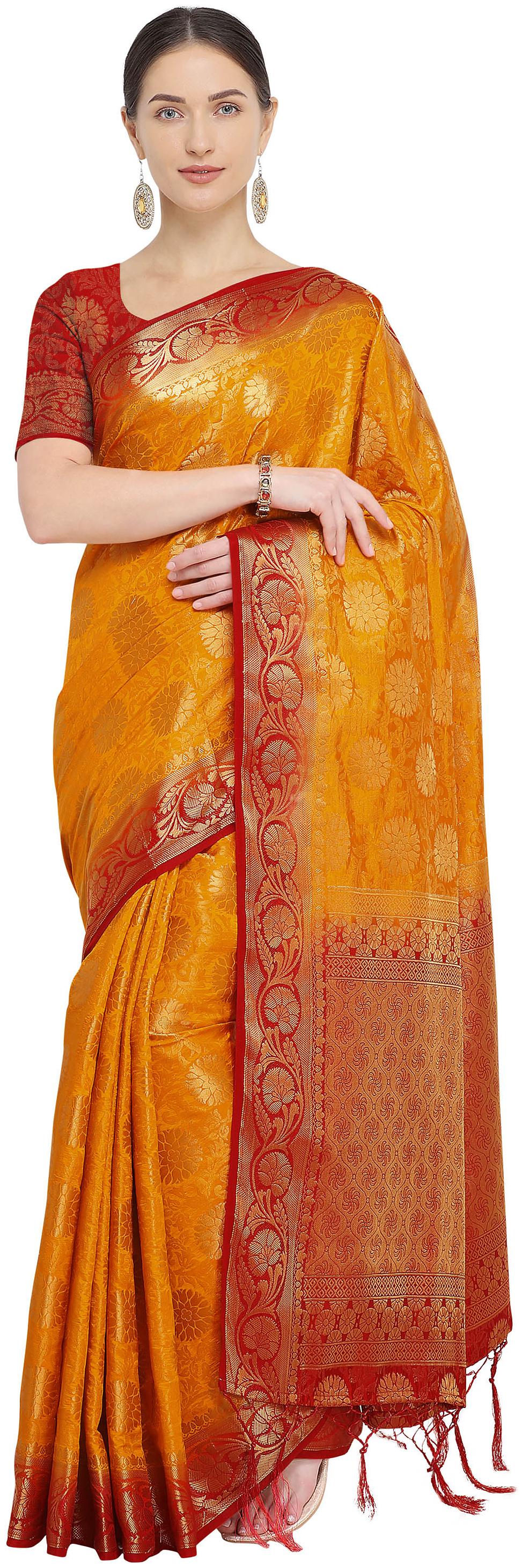 

Rajnandini Silk Festive Designer Saree With Blouse - Mustard