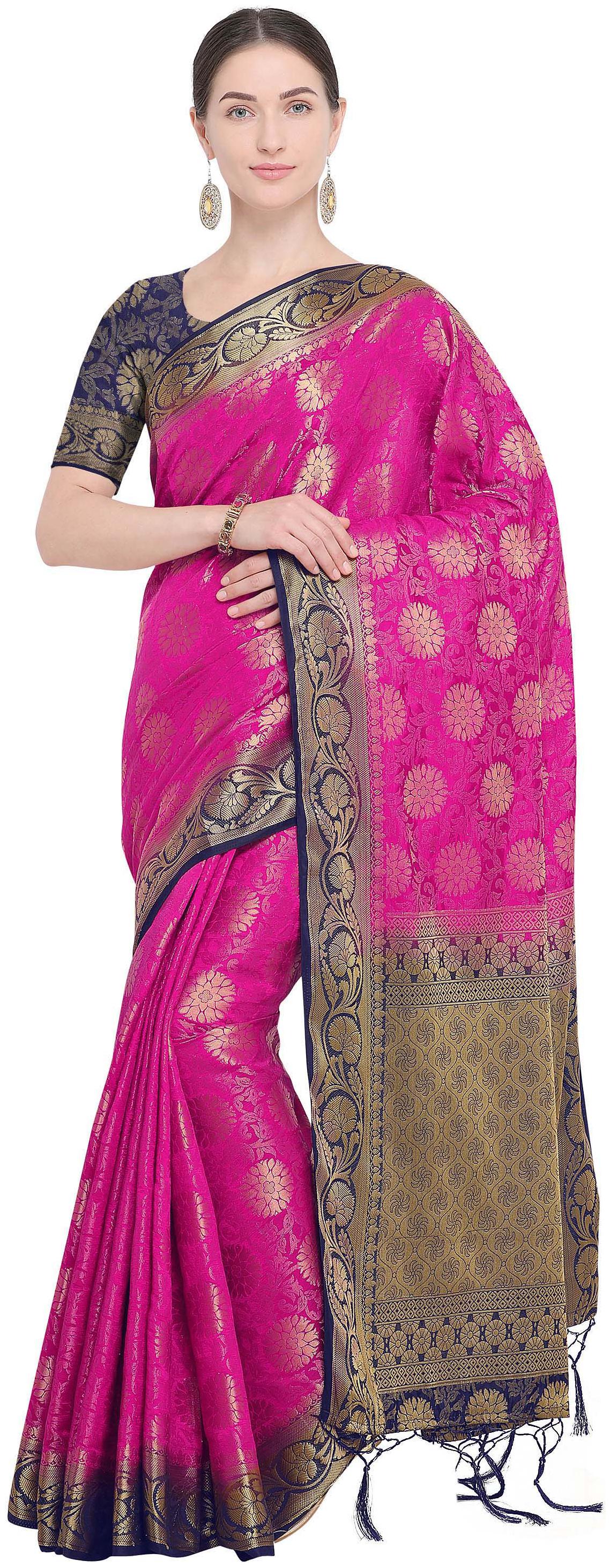

Rajnandini Silk Festive Designer Saree With Blouse - Pink