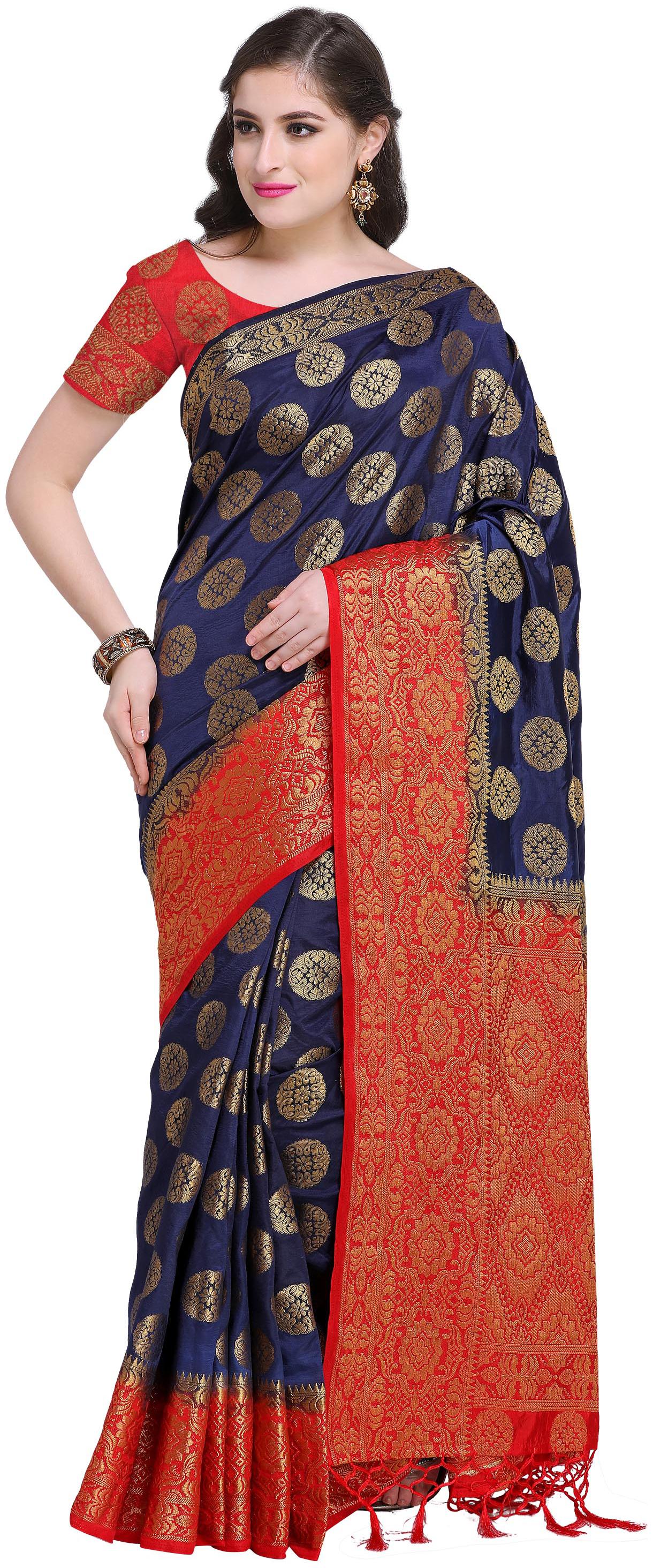 

Rajnandini Silk Festive Designer Saree With Blouse - Blue