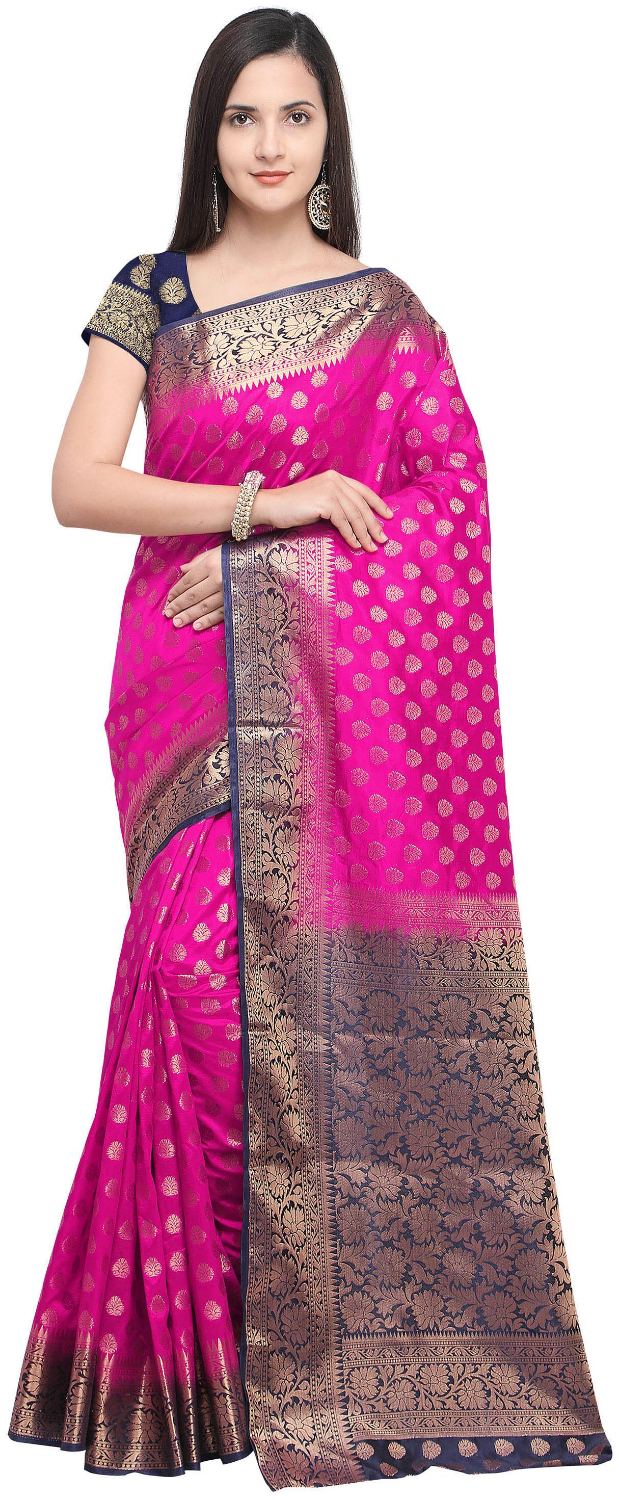 

Rajnandini Silk Festive Designer Saree With Blouse - Pink