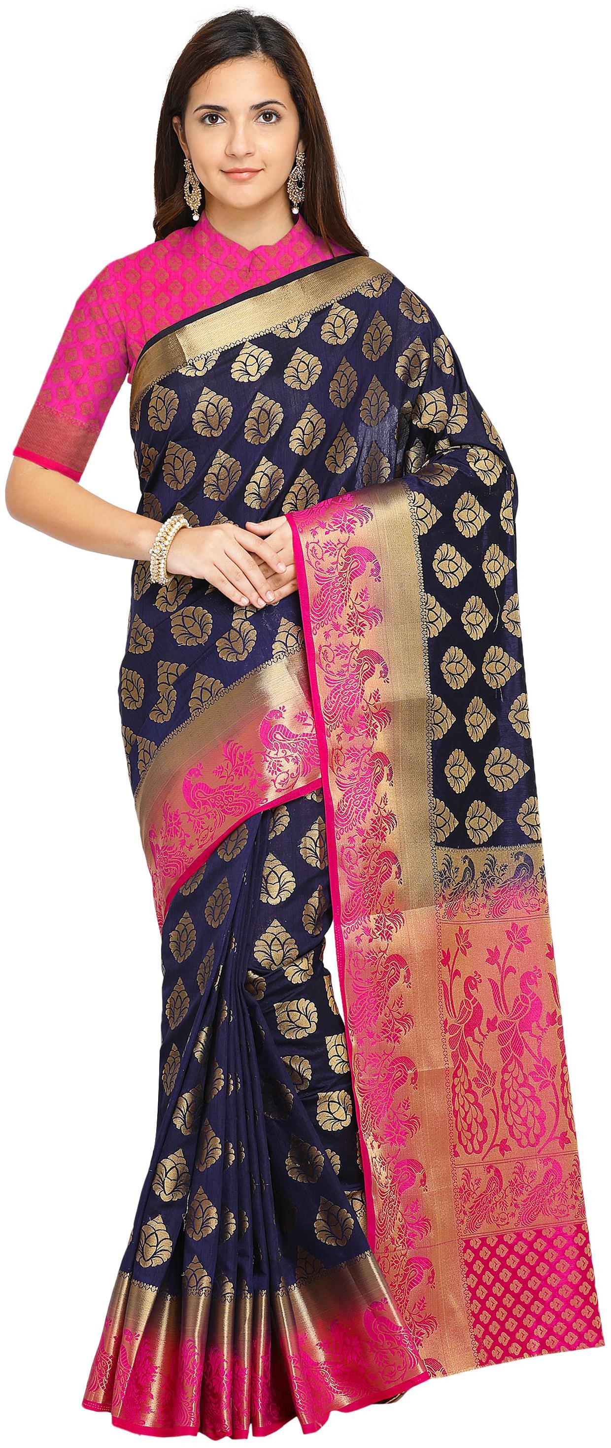 

Rajnandini Silk Festive Designer Saree With Blouse - Blue