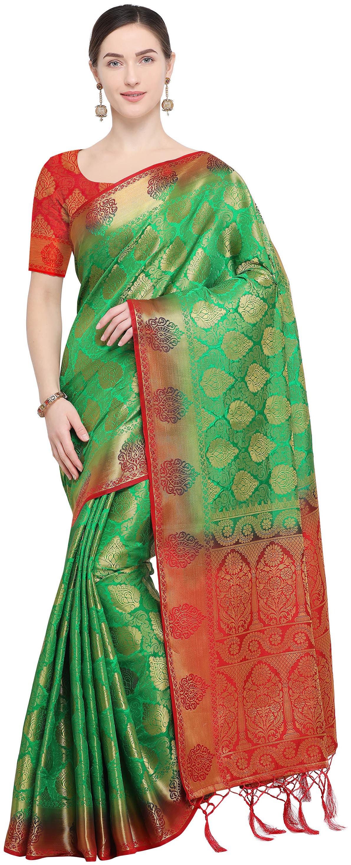 

Rajnandini Silk Festive Designer Saree With Blouse - Green