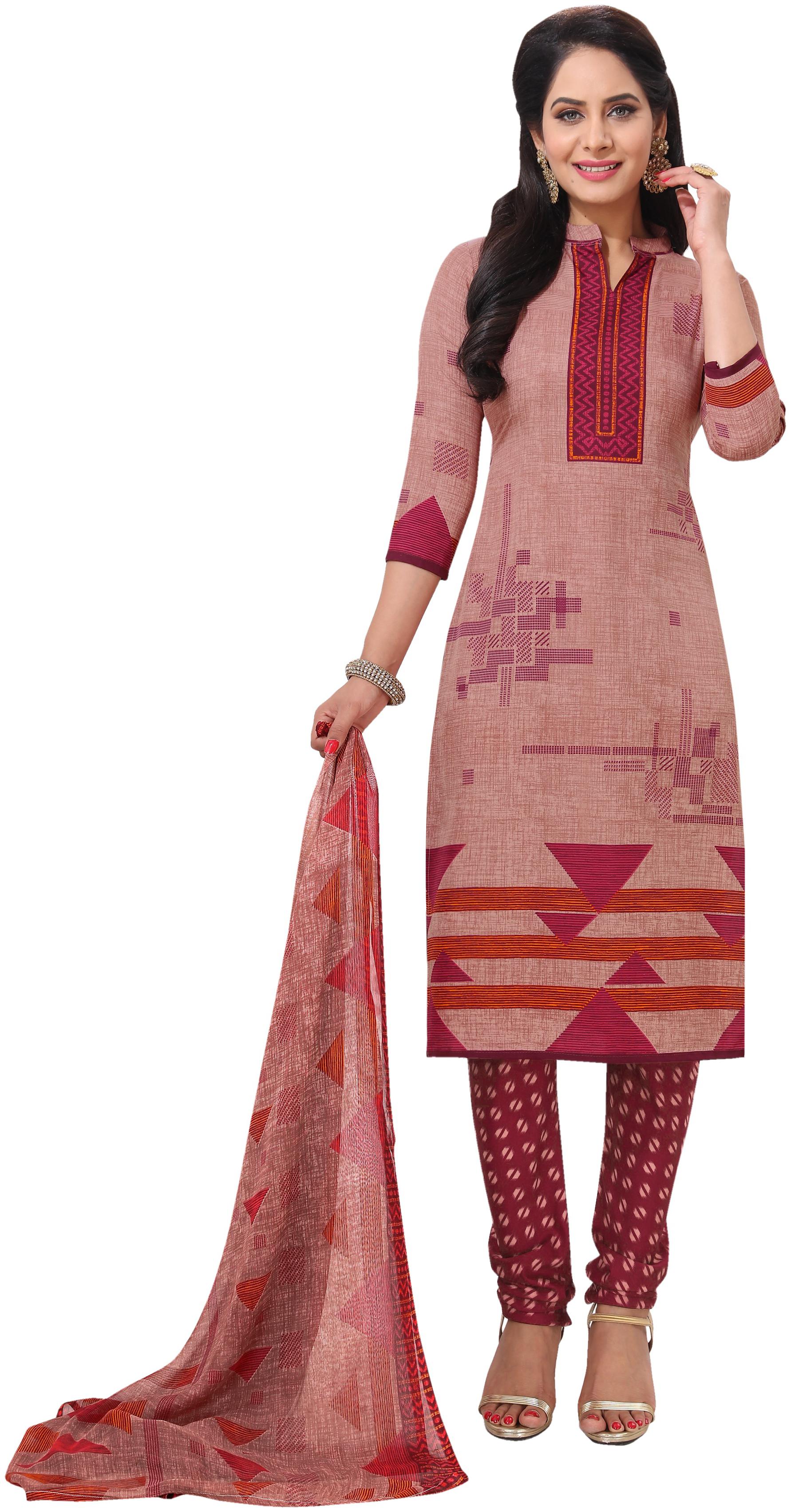 

Rajnandini Pink Unstitched Kurta with bottom dupatta With dupatta Dress Material