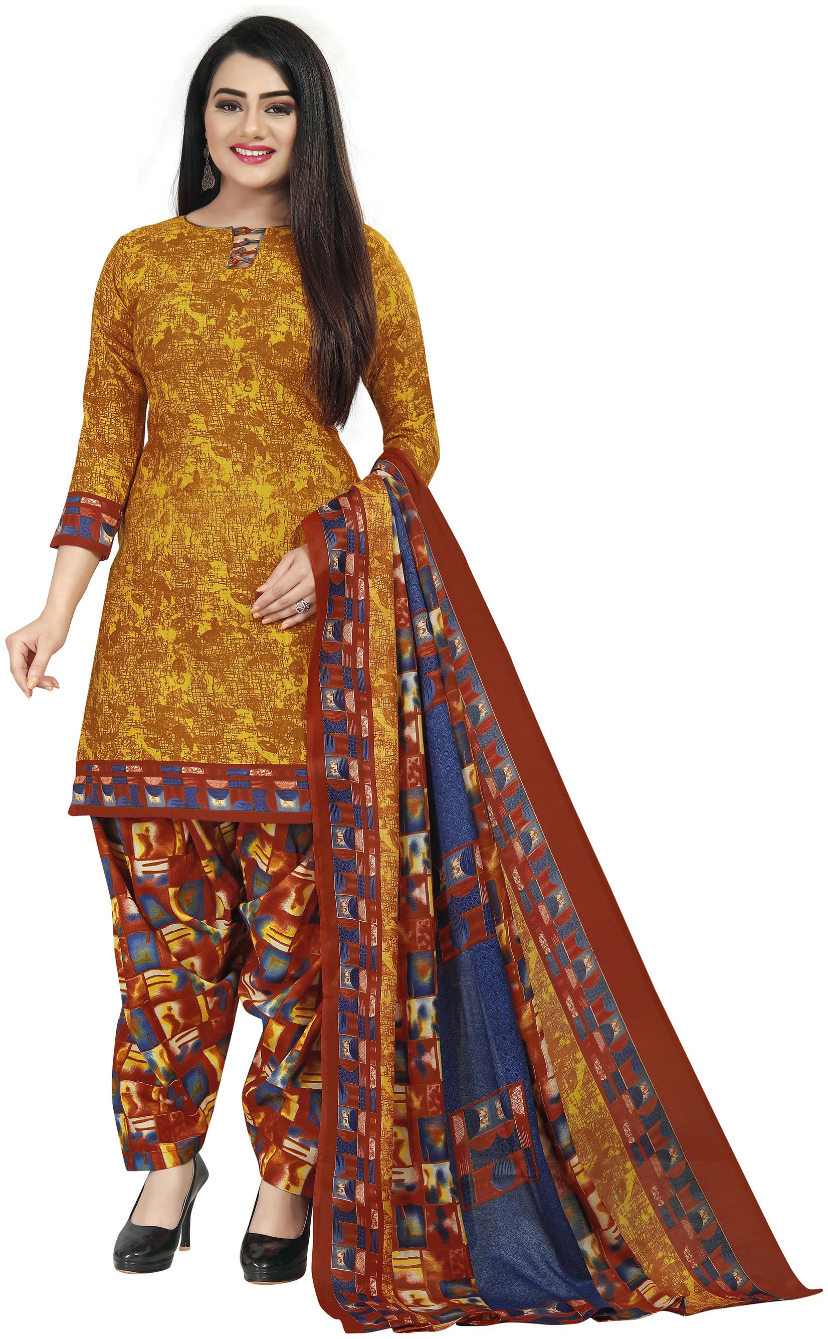 

Rajnandini Yellow Unstitched Kurta with bottom dupatta With dupatta Dress Material