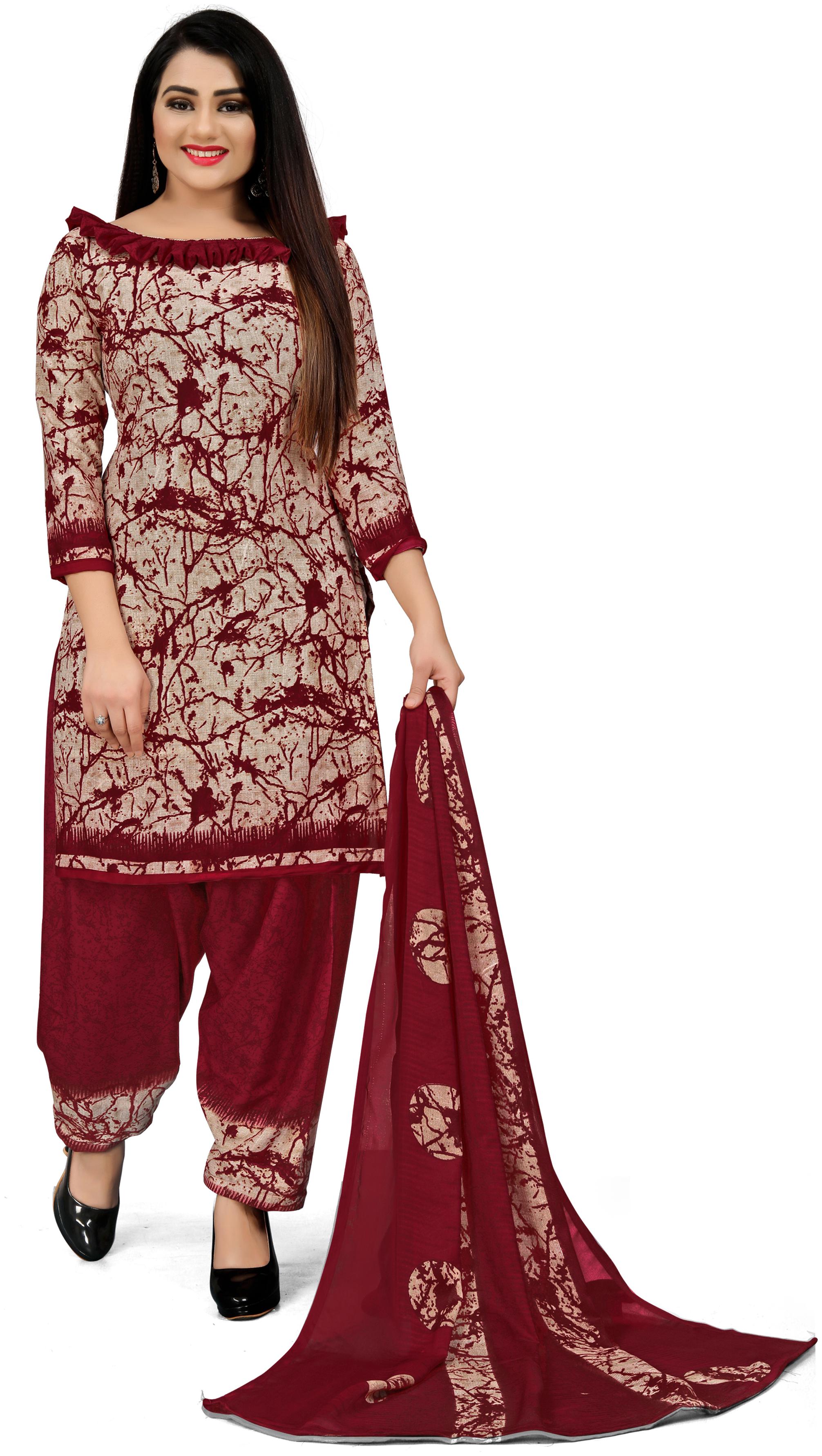 

Rajnandini Beige Unstitched Kurta with bottom dupatta With dupatta Dress Material