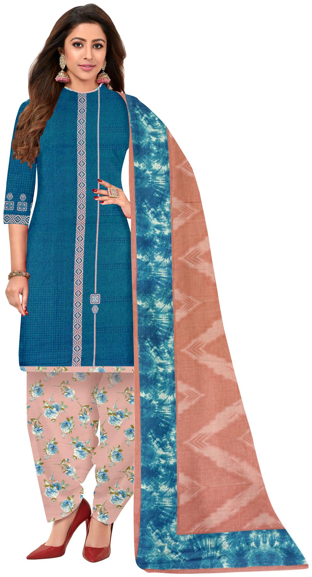 

Rajnandini Blue Unstitched Kurta with bottom dupatta With dupatta Dress Material