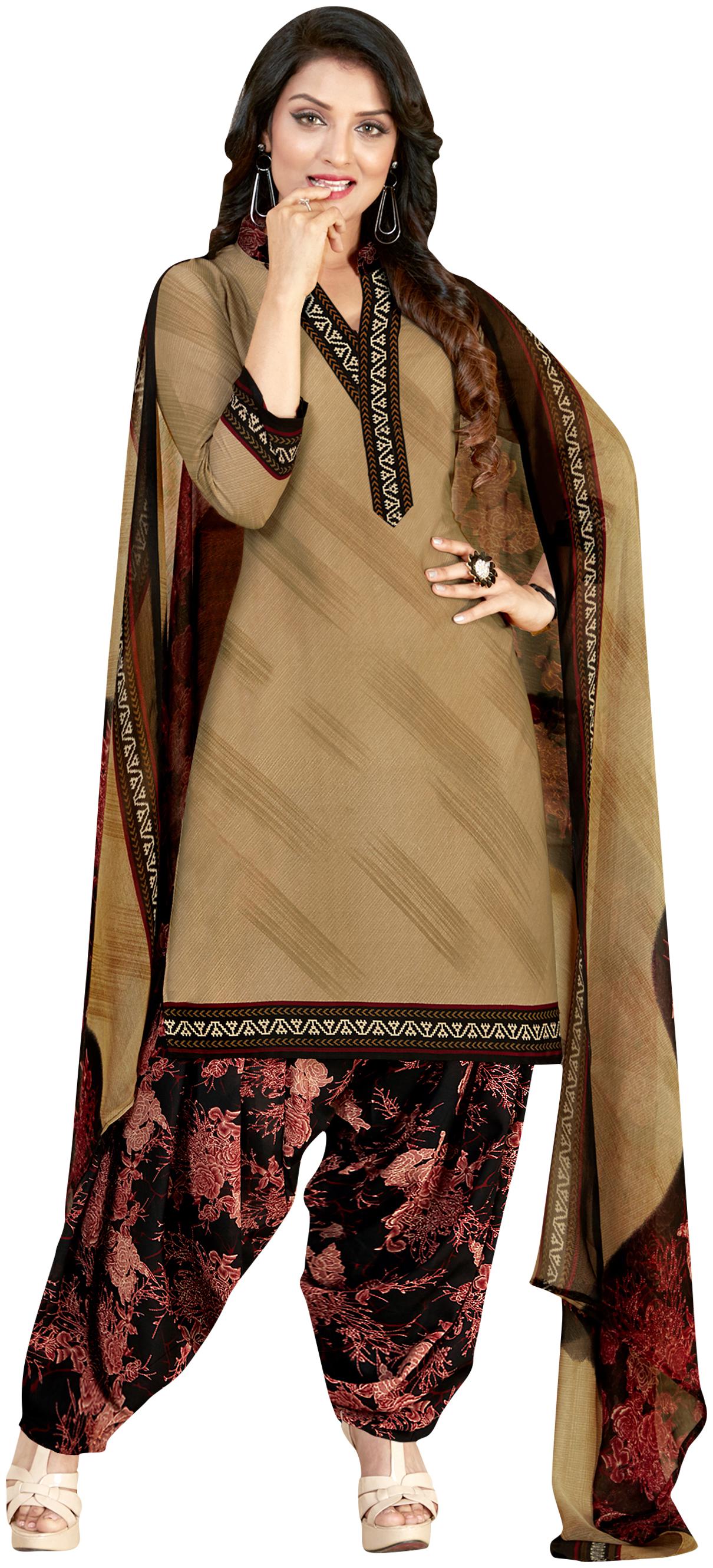 

Rajnandini Beige Unstitched Kurta with bottom dupatta With dupatta Dress Material