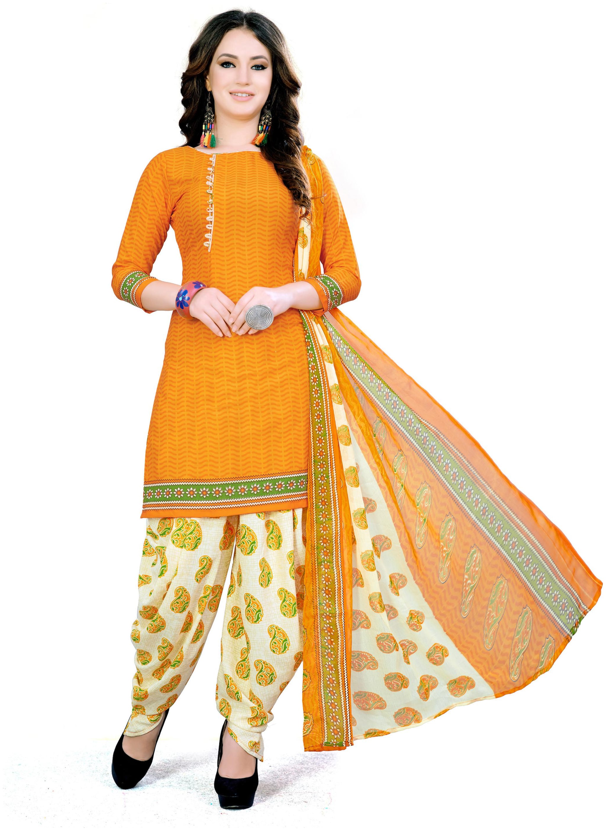 

Rajnandini Women Crepe Unstitched Dress Material Yellow color