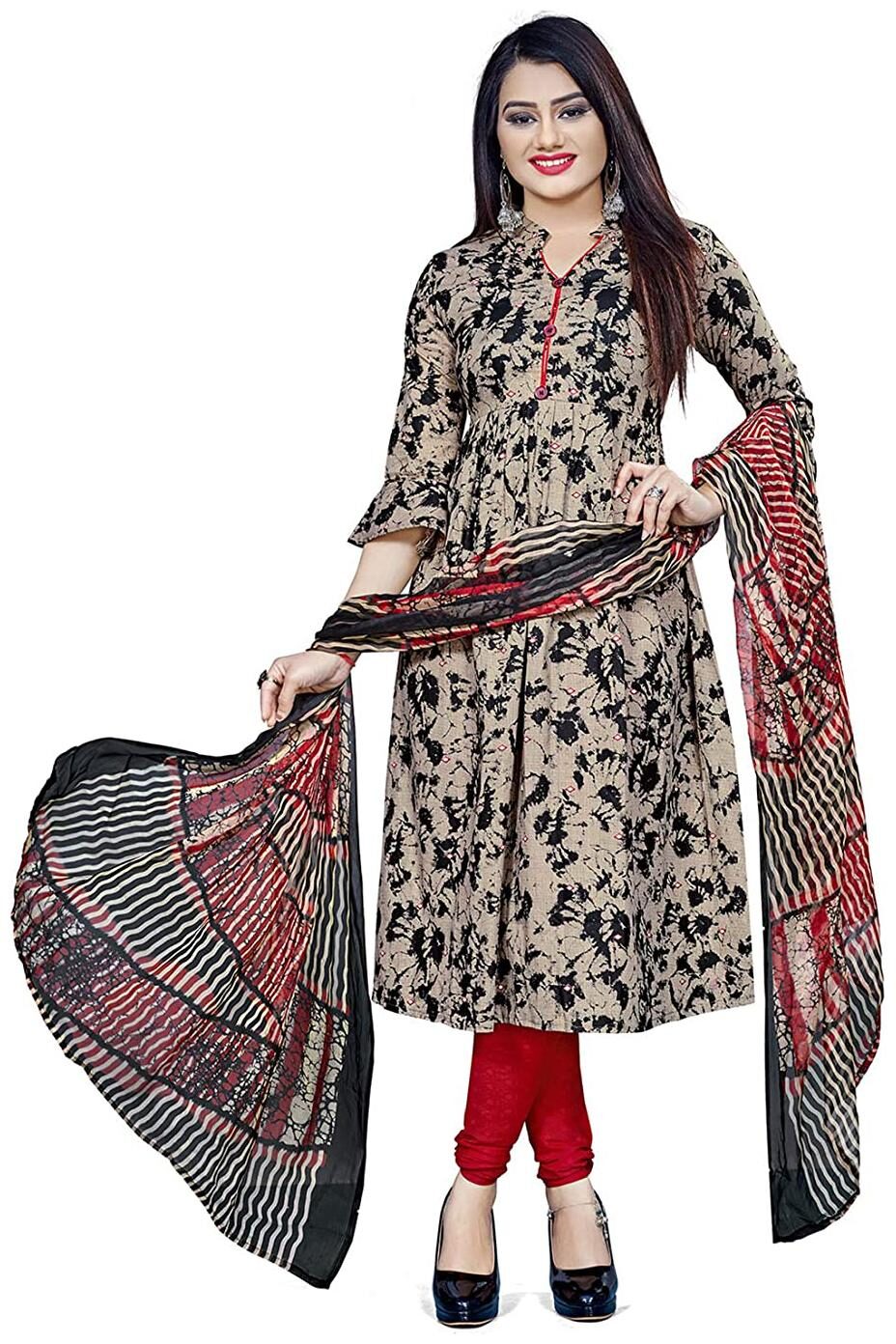 

Rajnandini Beige Unstitched Kurta with bottom dupatta With dupatta Dress Material