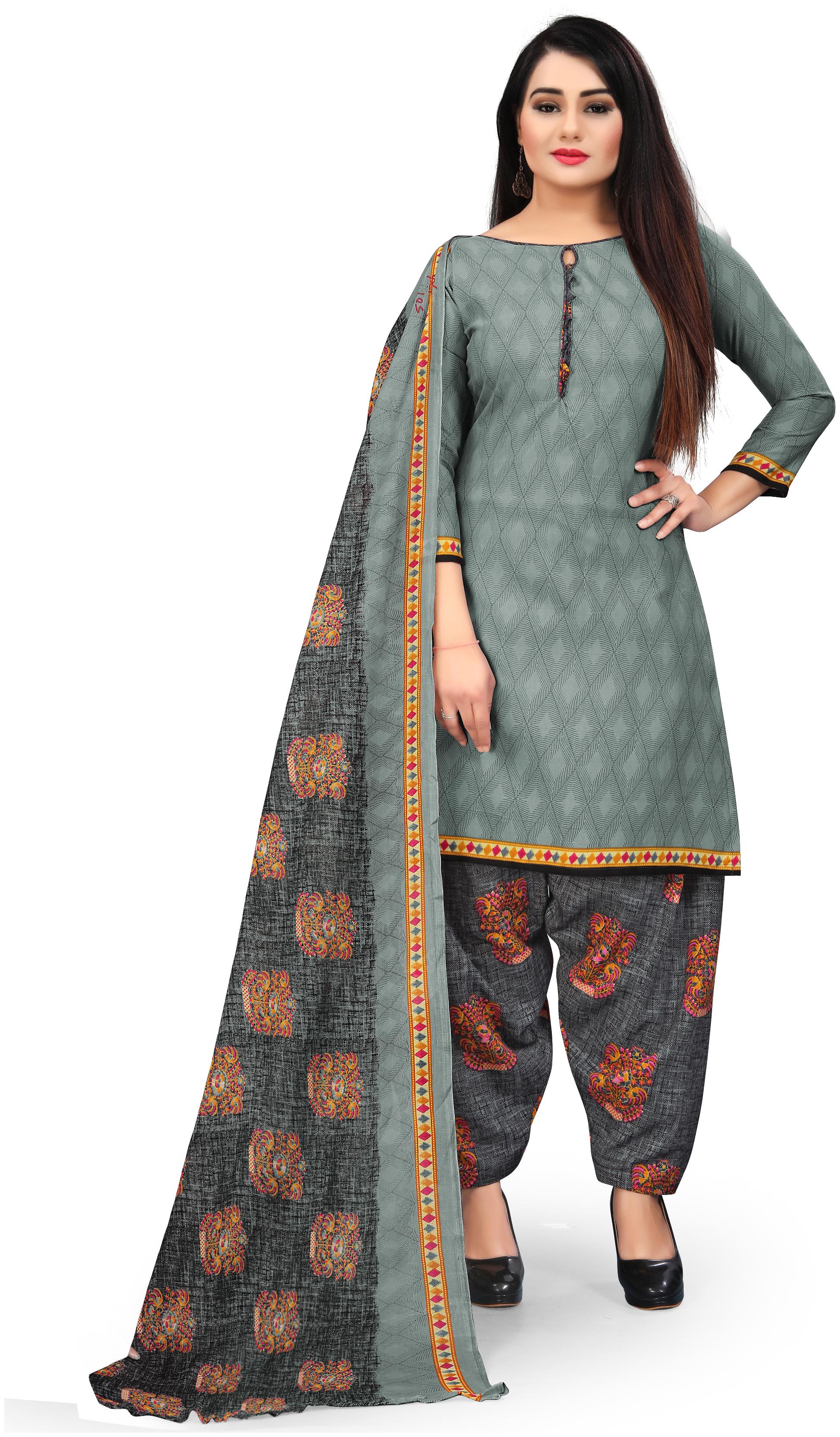 

Rajnandini Grey Unstitched Kurta with bottom dupatta With dupatta Dress Material