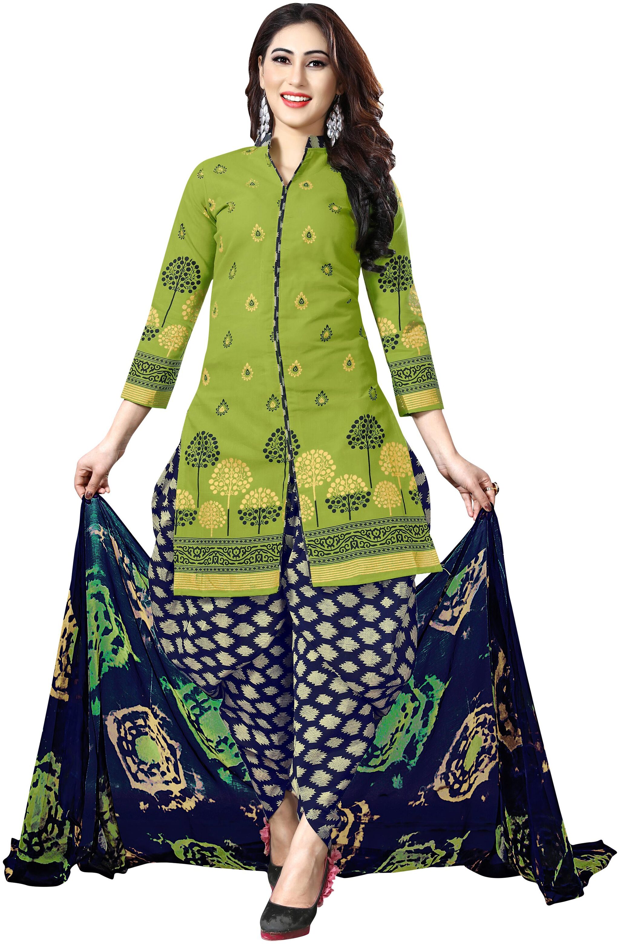 

Rajnandini Green Unstitched Kurta with bottom dupatta With dupatta Dress Material