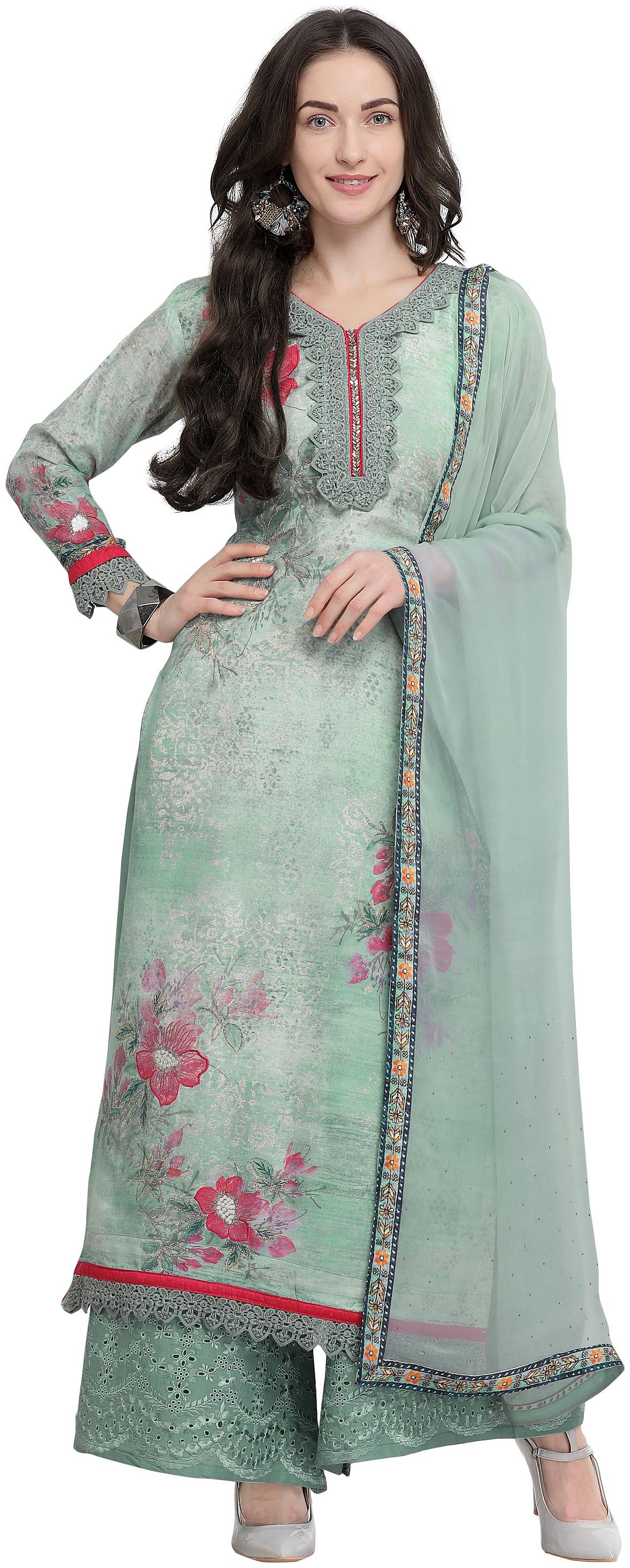 

Rajnandini Women Cotton Semistiched Dress Material Turquoise color