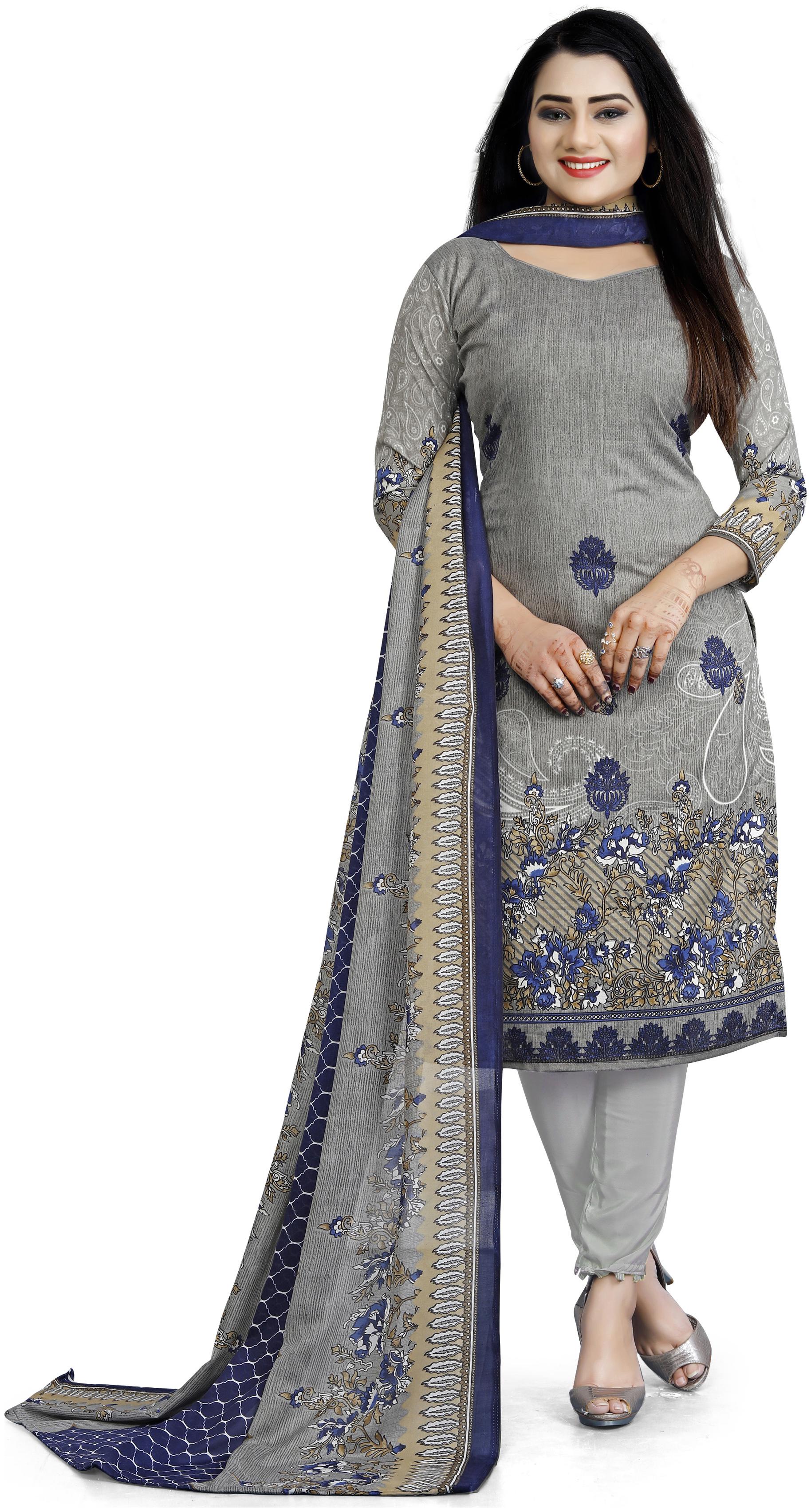 

Rajnandini Grey Unstitched Kurta with bottom dupatta With dupatta Dress Material
