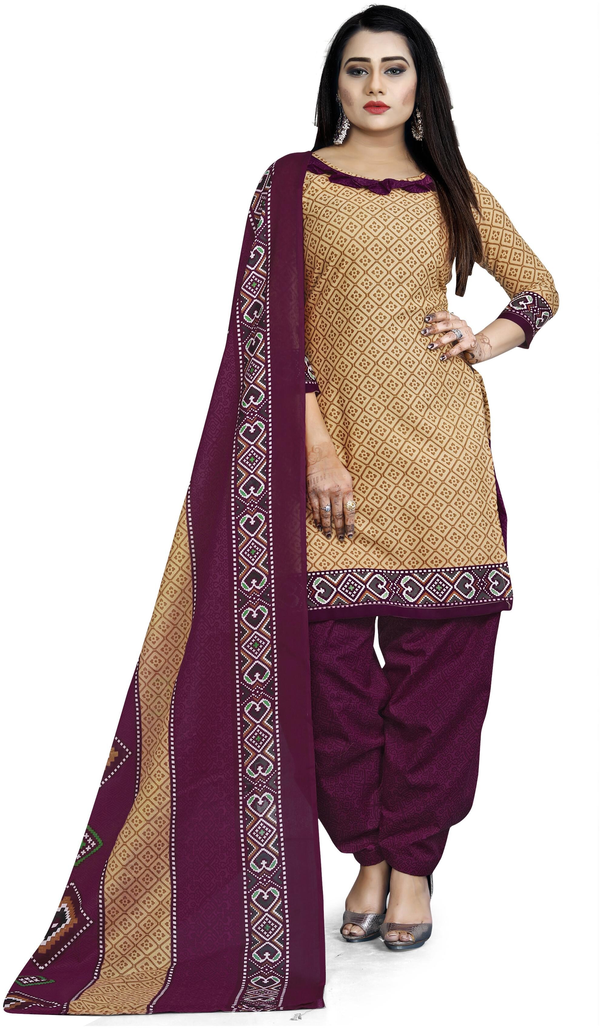 

Rajnandini Beige Unstitched Kurta with bottom dupatta With dupatta Dress Material