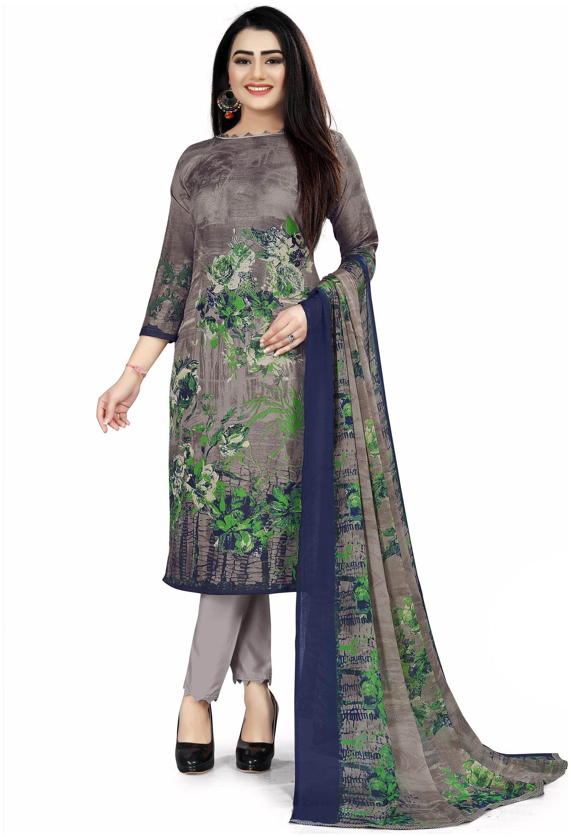 

Rajnandini Grey Unstitched Kurta with bottom dupatta With dupatta Dress Material
