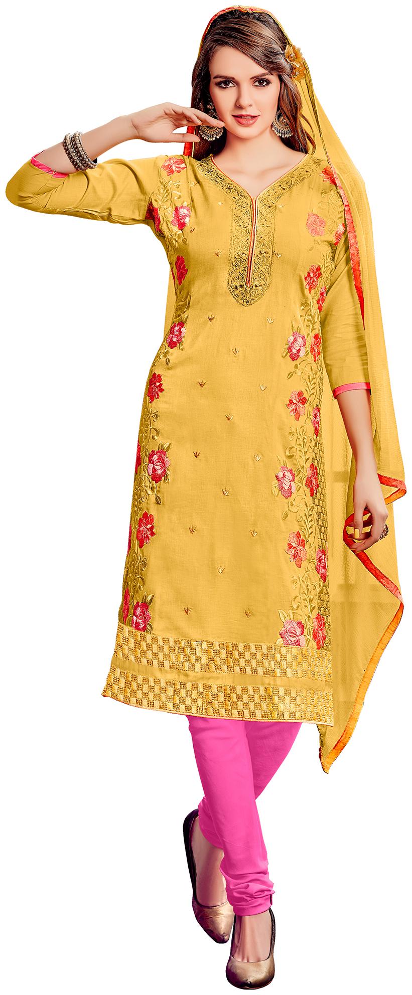 

Rajnandini Women Cotton Dress Material Yellow color