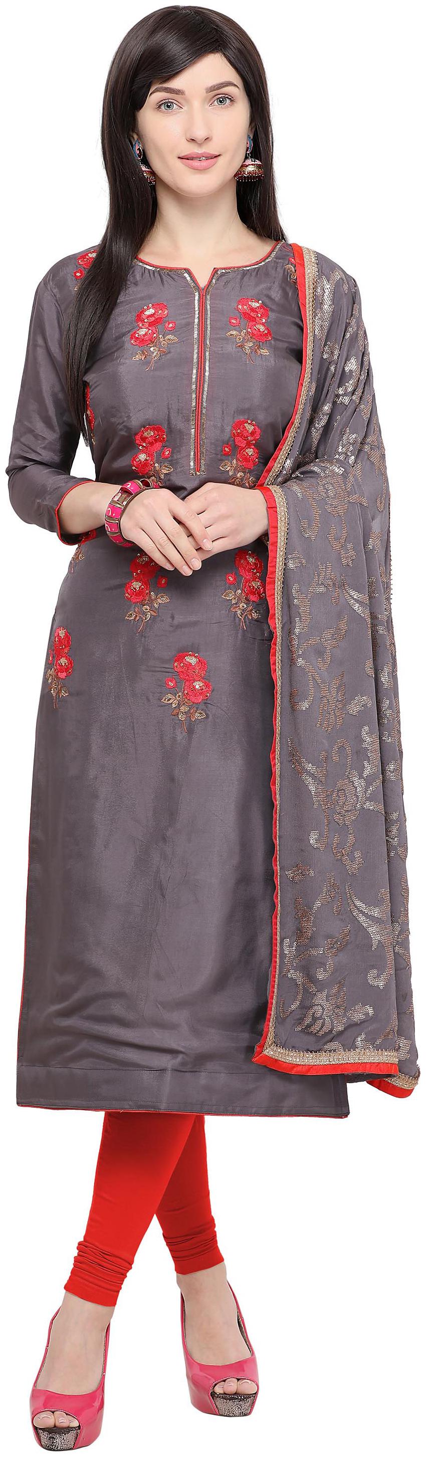 

Rajnandini Women Silk Dress Material Grey color