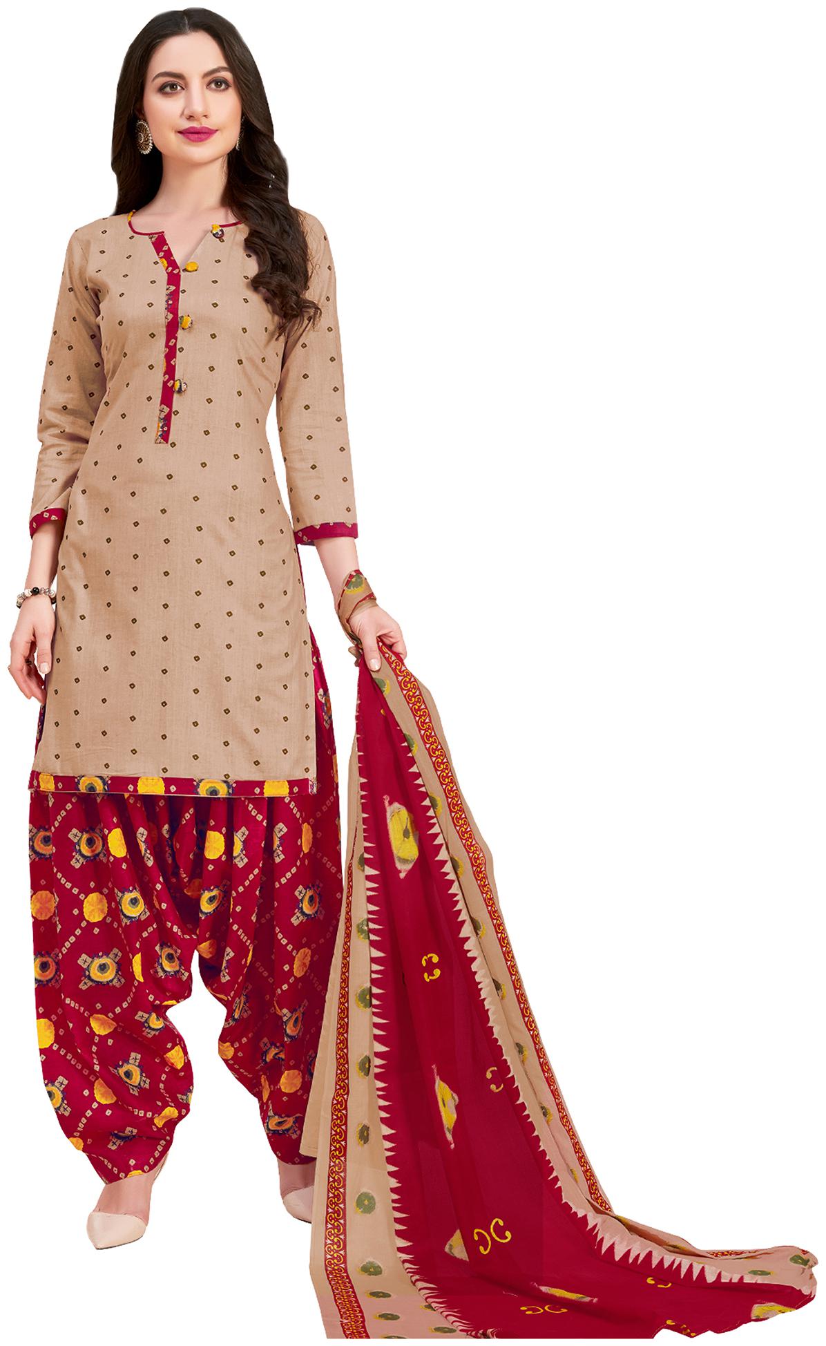 

Rajnandini Beige Unstitched Kurta with bottom dupatta With dupatta Dress Material