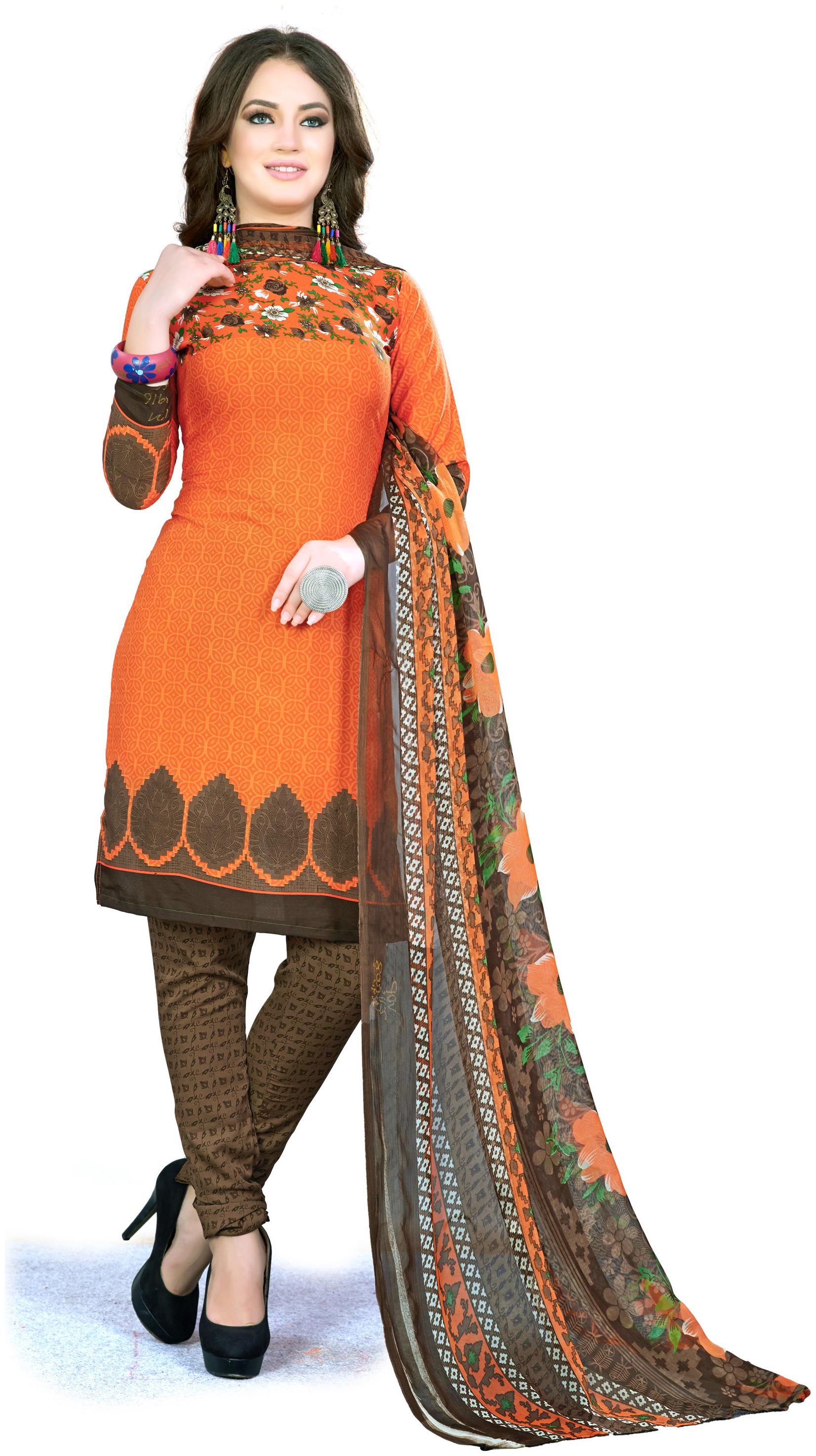 

Rajnandini Women Crepe Unstitched Dress Material Orange color