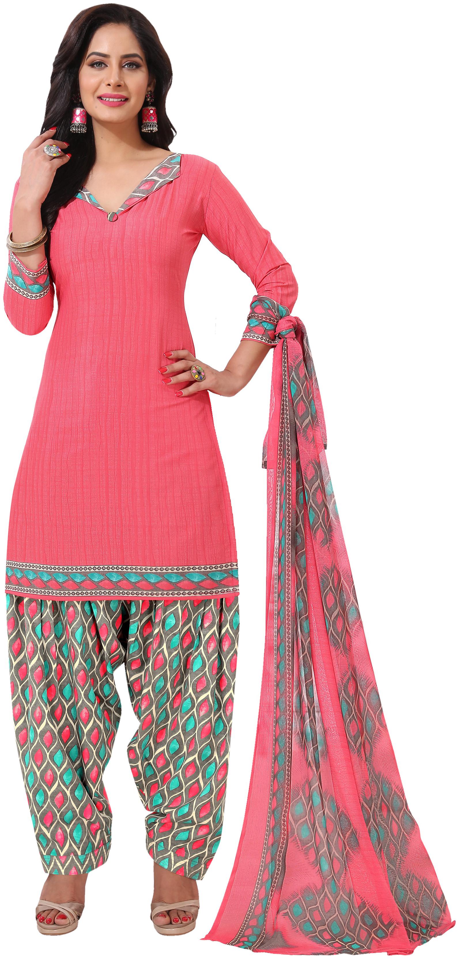 

Rajnandini Pink Unstitched Kurta with bottom dupatta With dupatta Dress Material