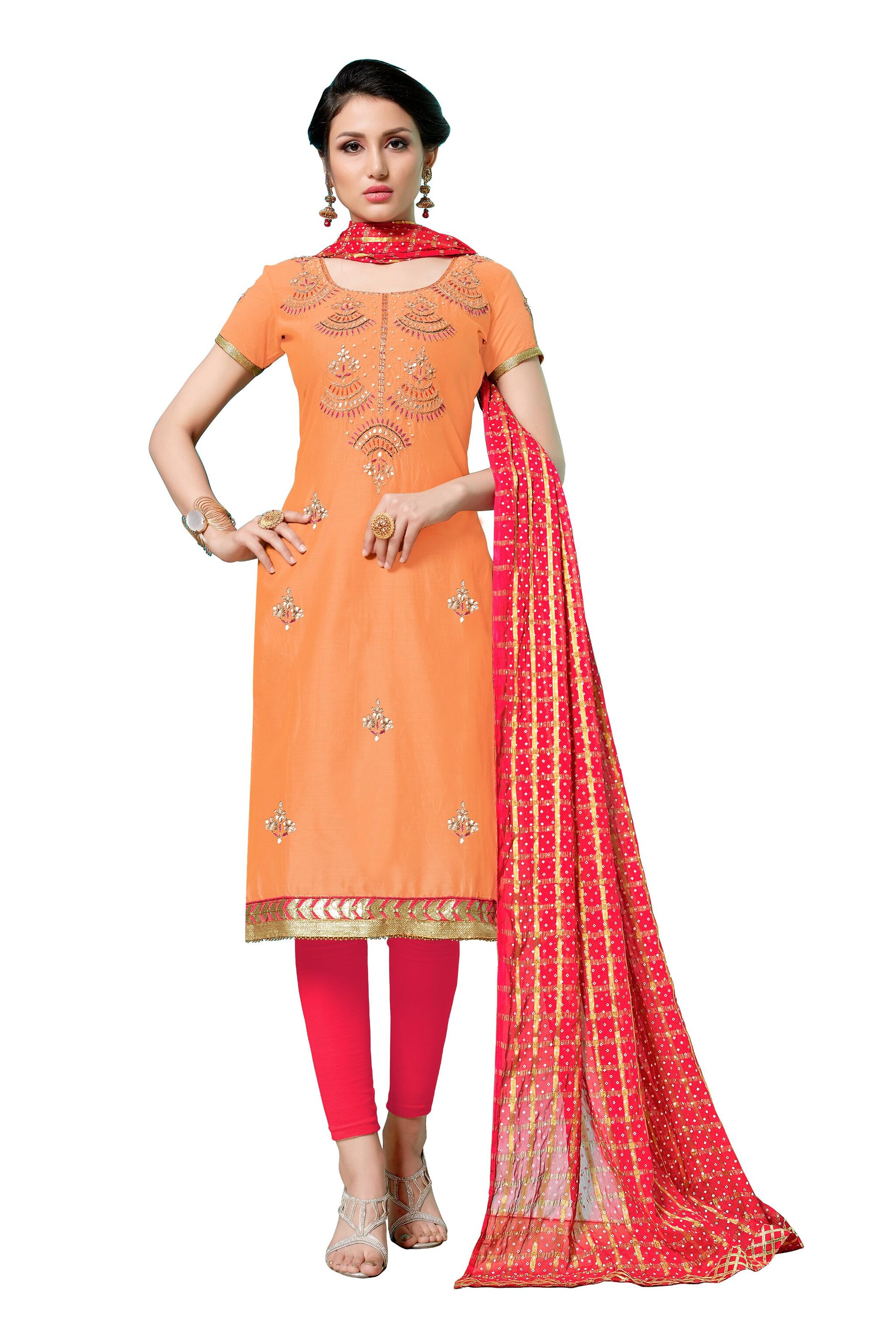 

Rajnandini Women Cotton Dress Material Orange color