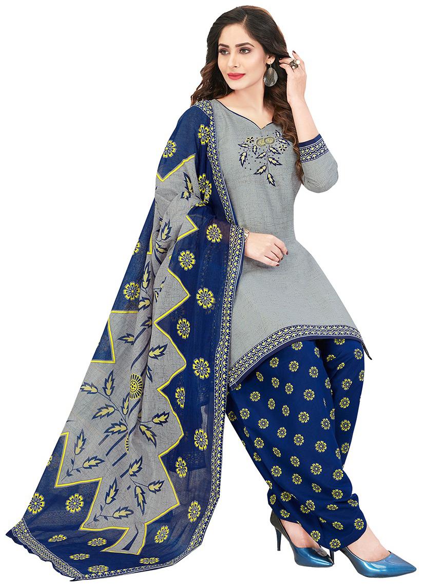 

Rajnandini Grey Unstitched Kurta with bottom dupatta With dupatta Dress Material