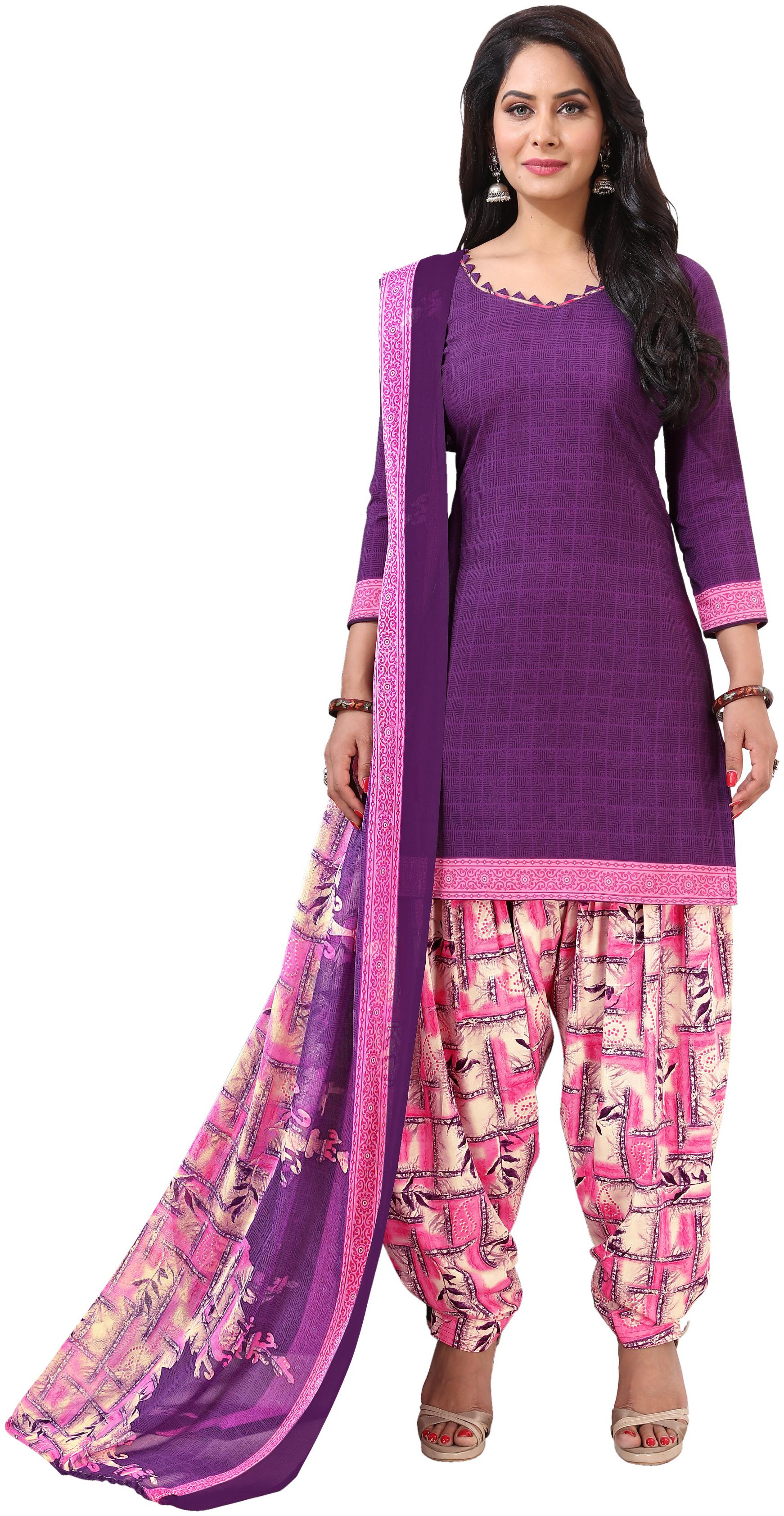 

Rajnandini Purple Unstitched Kurta with bottom dupatta With dupatta Dress Material