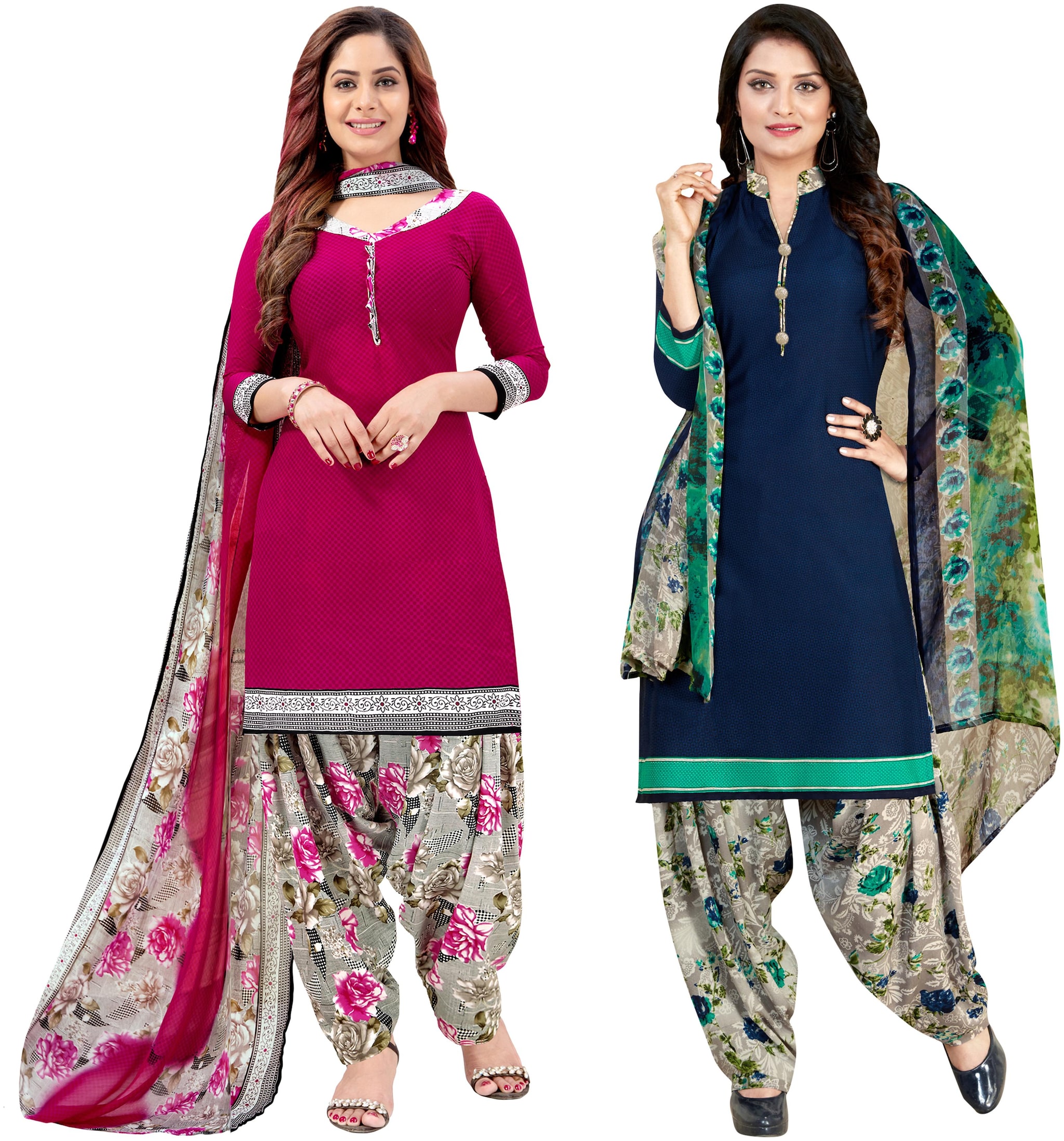 

Rajnandini Pink Blue Unstitched Kurta with bottom dupatta With dupatta Dress Material