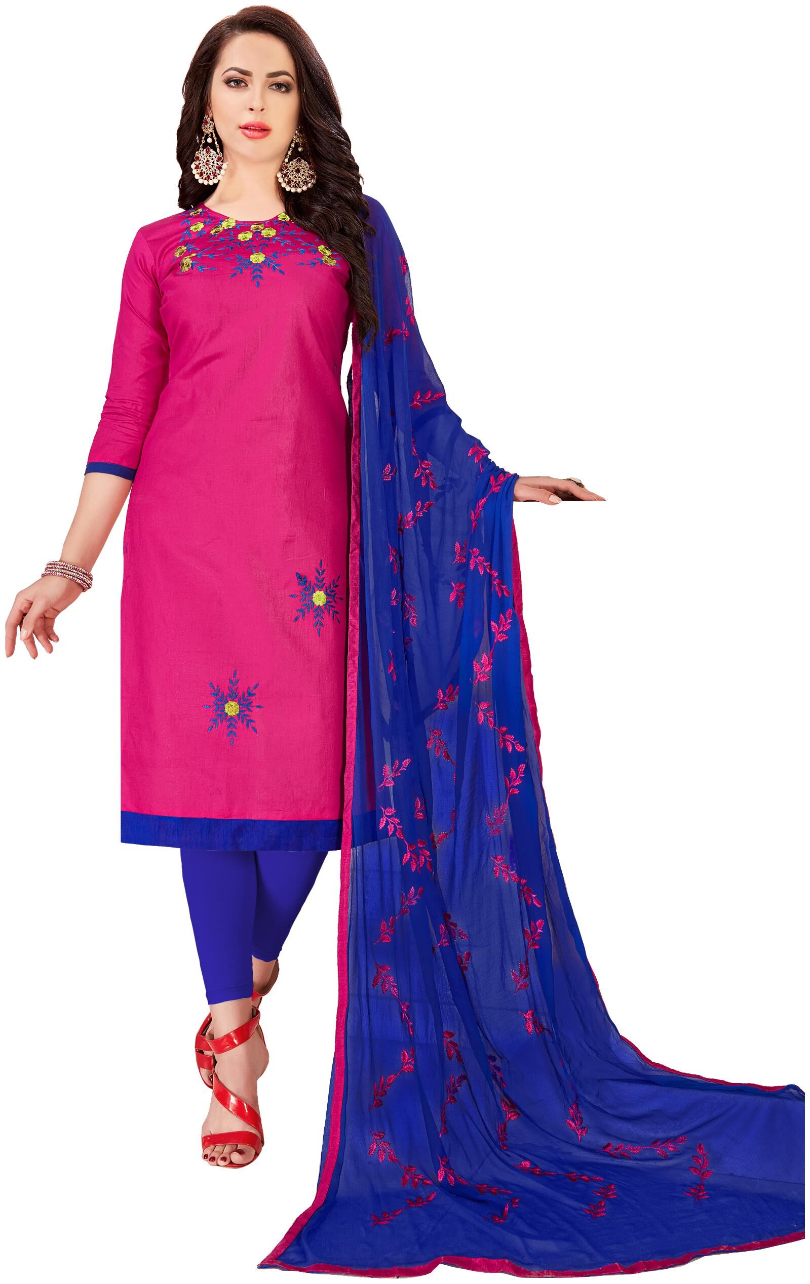 

Rajnandini Pink Unstitched Kurta with bottom dupatta With dupatta Dress Material