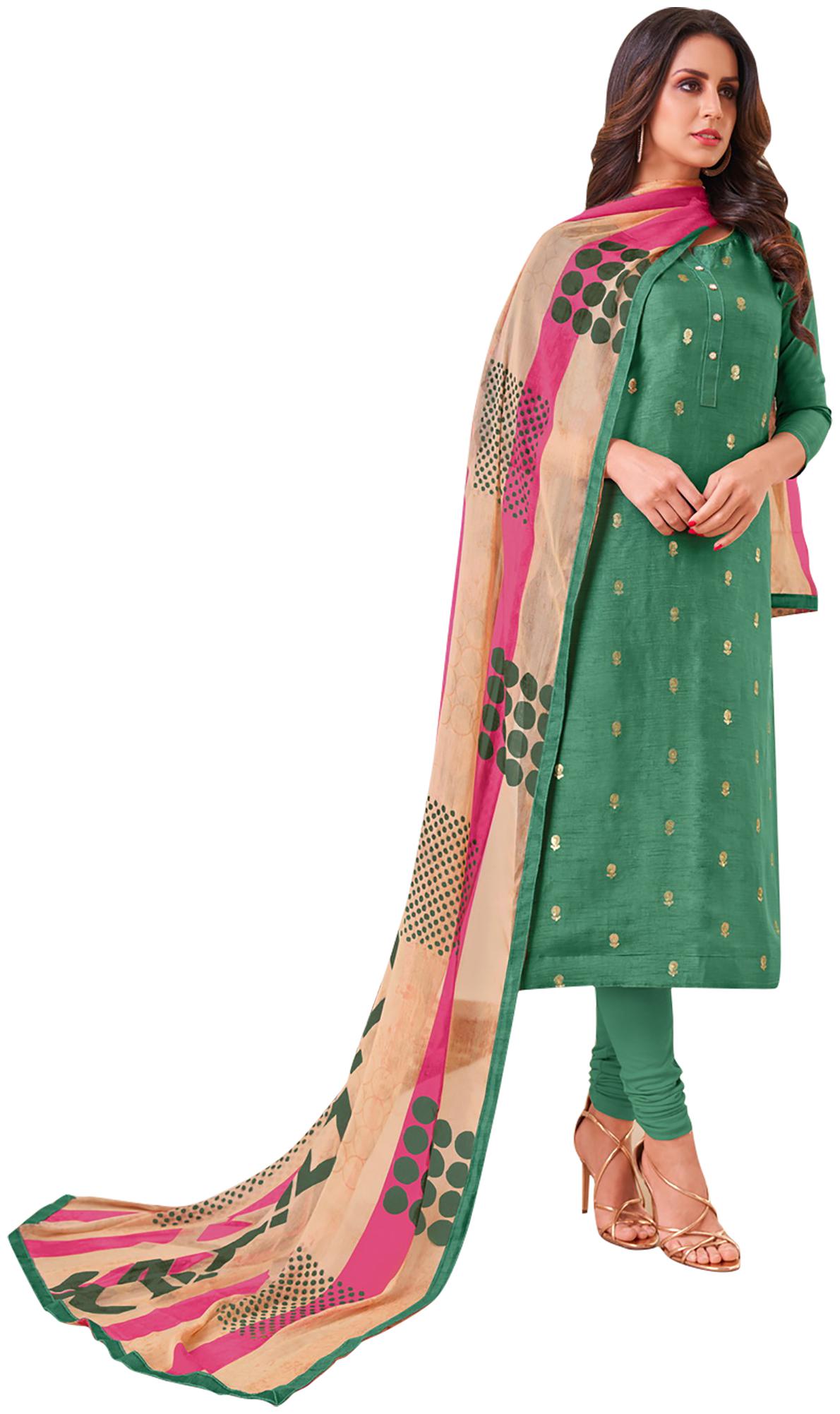 

Rajnandini Women Silk Blend Green Dress Material