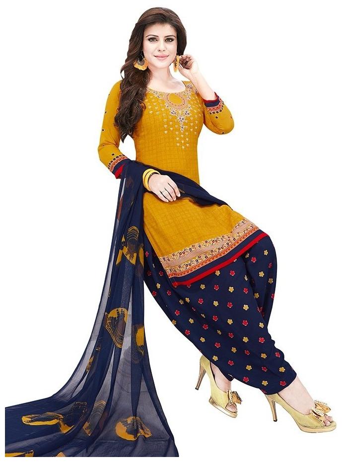 

Rajnandini Mustard Unstitched Kurta with bottom dupatta With dupatta Dress Material