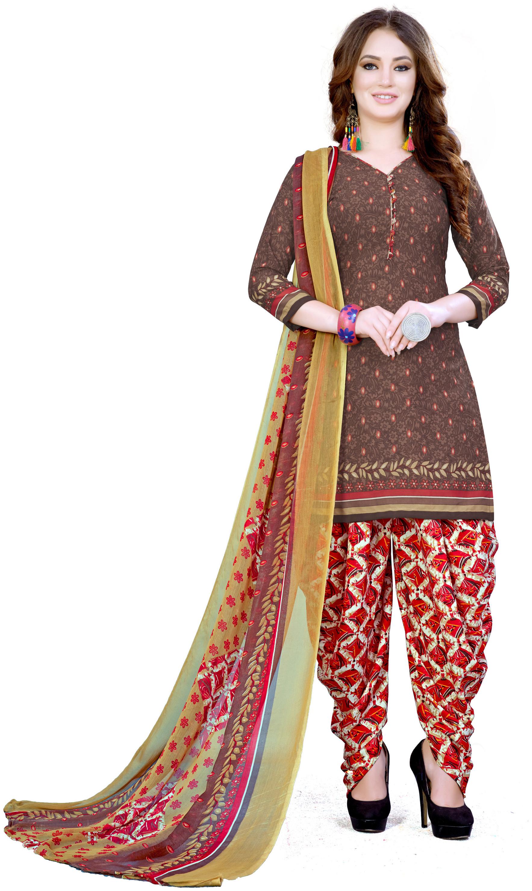 

Rajnandini Women Crepe Unstitched Dress Material Brown color