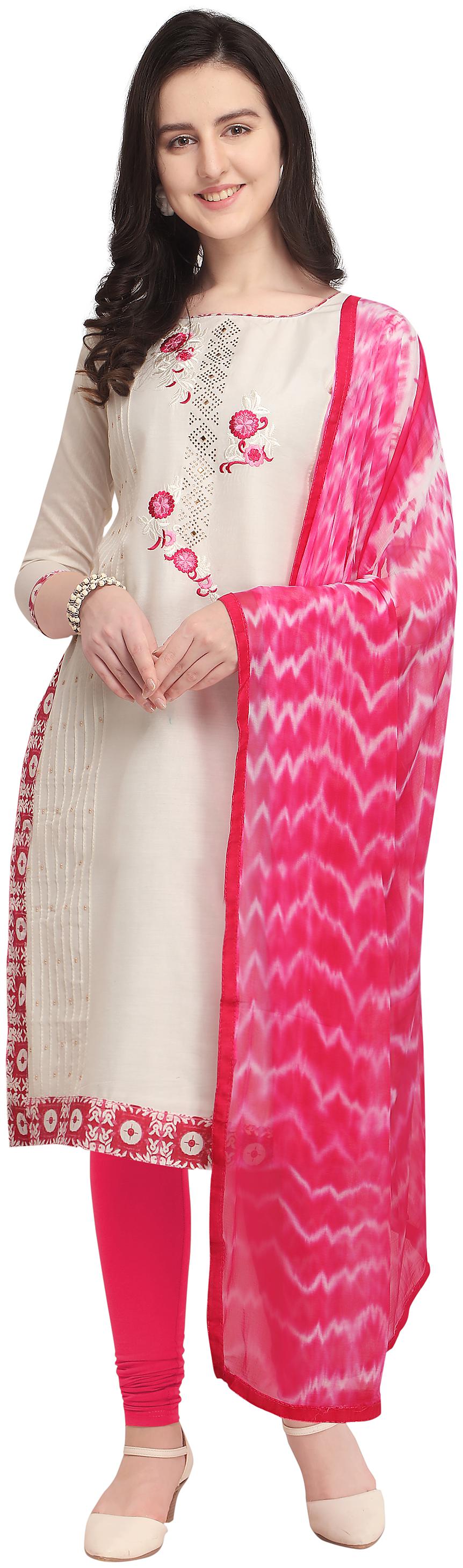 

Rajnandini Women Cotton Unstitched Dress Material Cream color