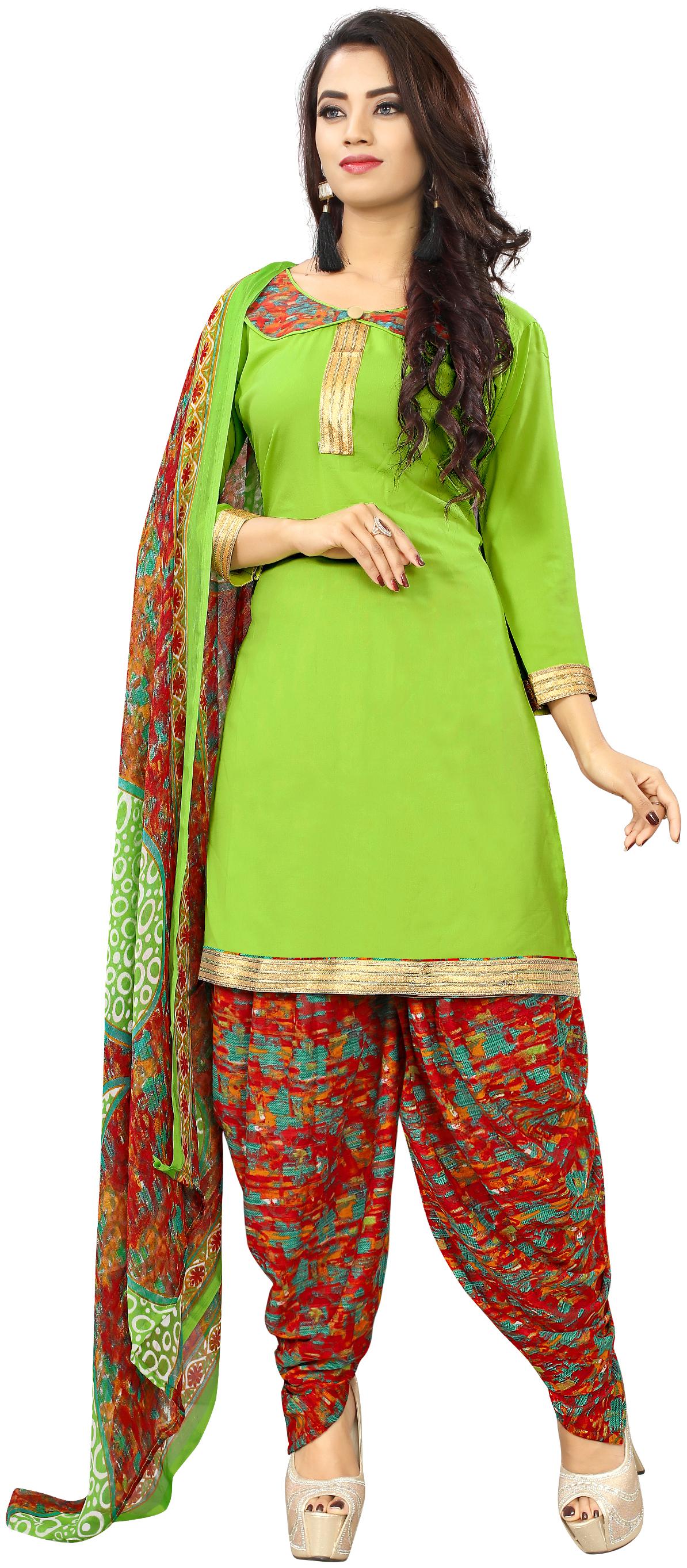 

Rajnandini Women Crepe Unstitched Dress Material Green color