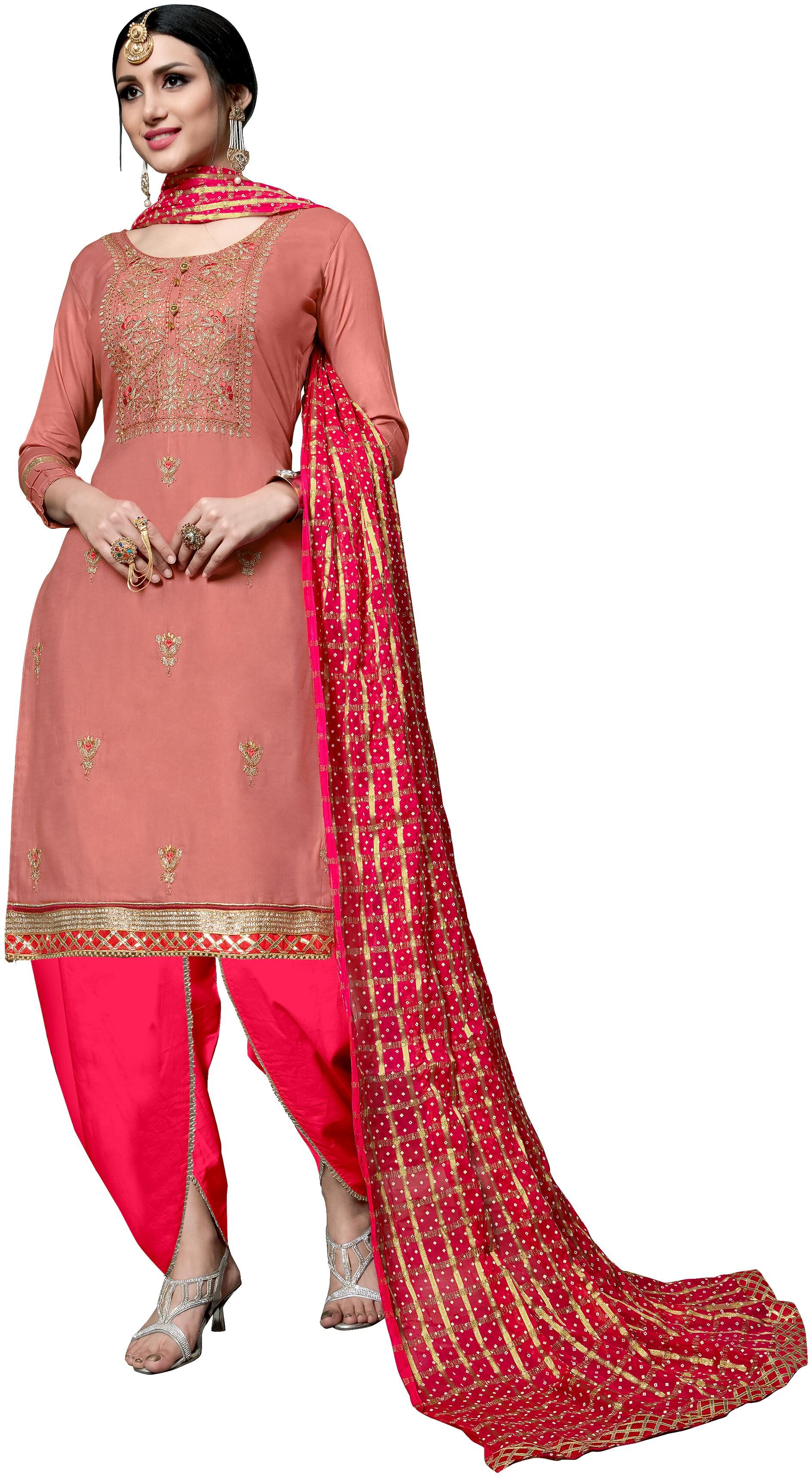 

Rajnandini Women Cotton Unstitched Dress Material Peach color