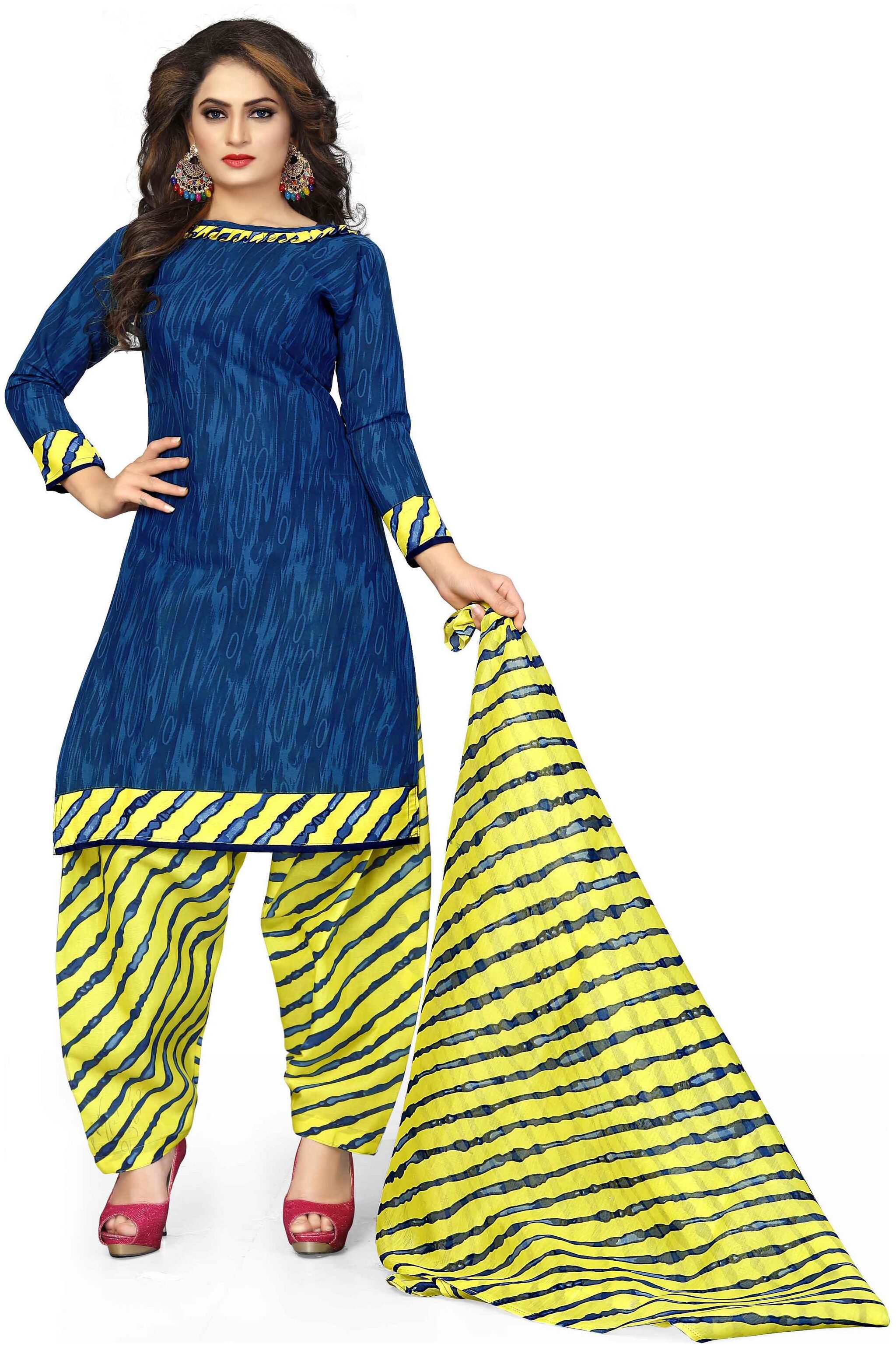 

Rajnandini Blue Unstitched Kurta with bottom dupatta With dupatta Dress Material