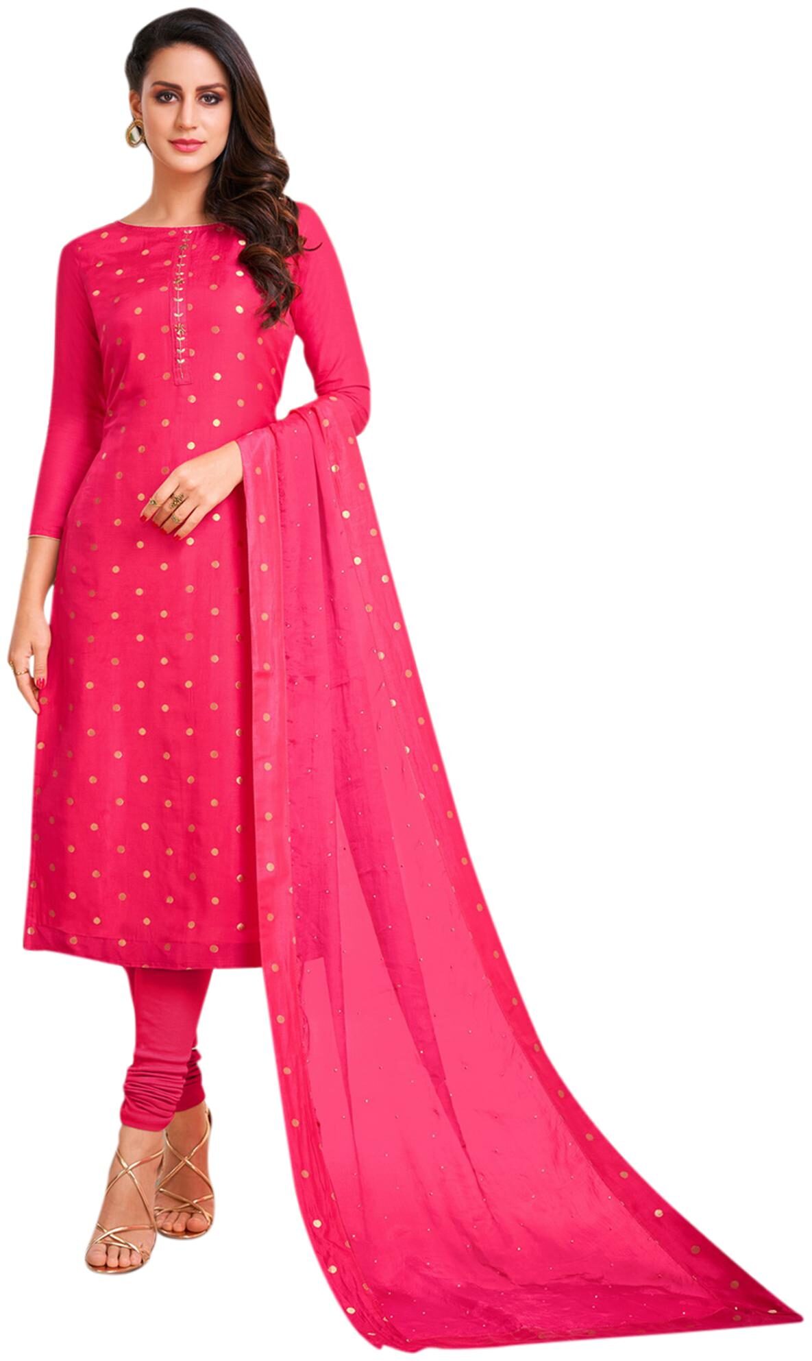

Rajnandini Women Silk Blend Magenta Dress Material