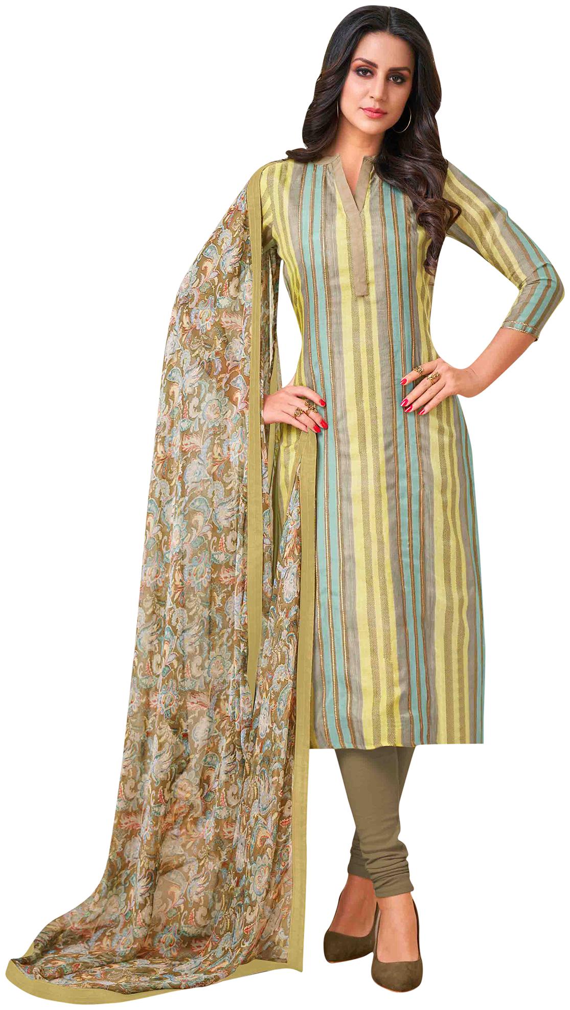 

Rajnandini Women s Cotton Blend Kurta with Bottom Dupatta (Multicolor)
