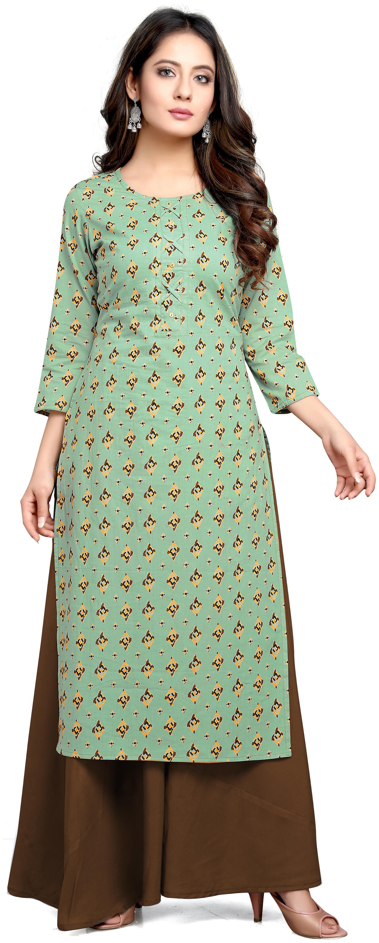 

Rajnandini Women Green Geometric Straight Kurti